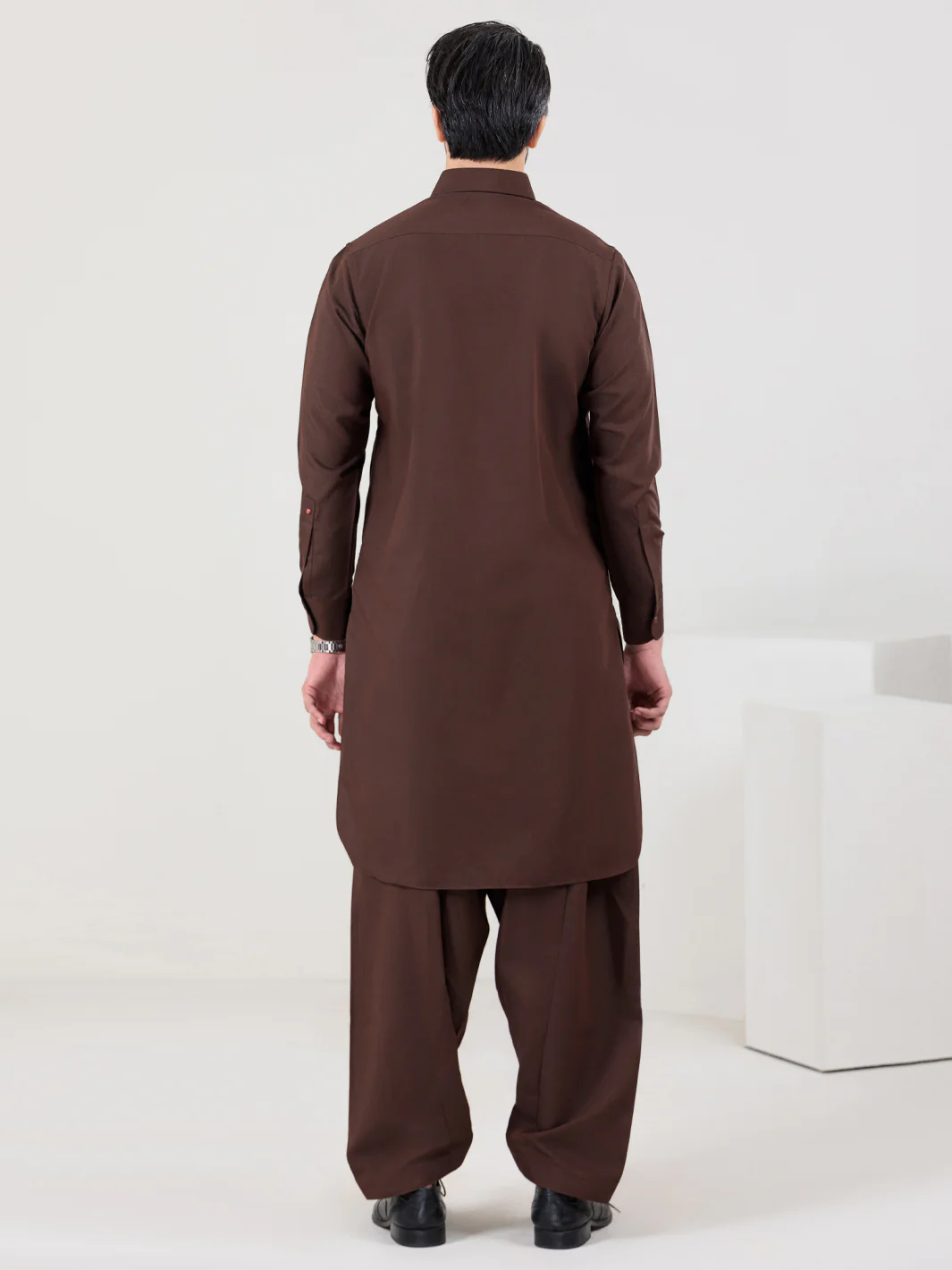 Brown Blended Kameez Shalwar - ALWA-KS-315 - Image 4