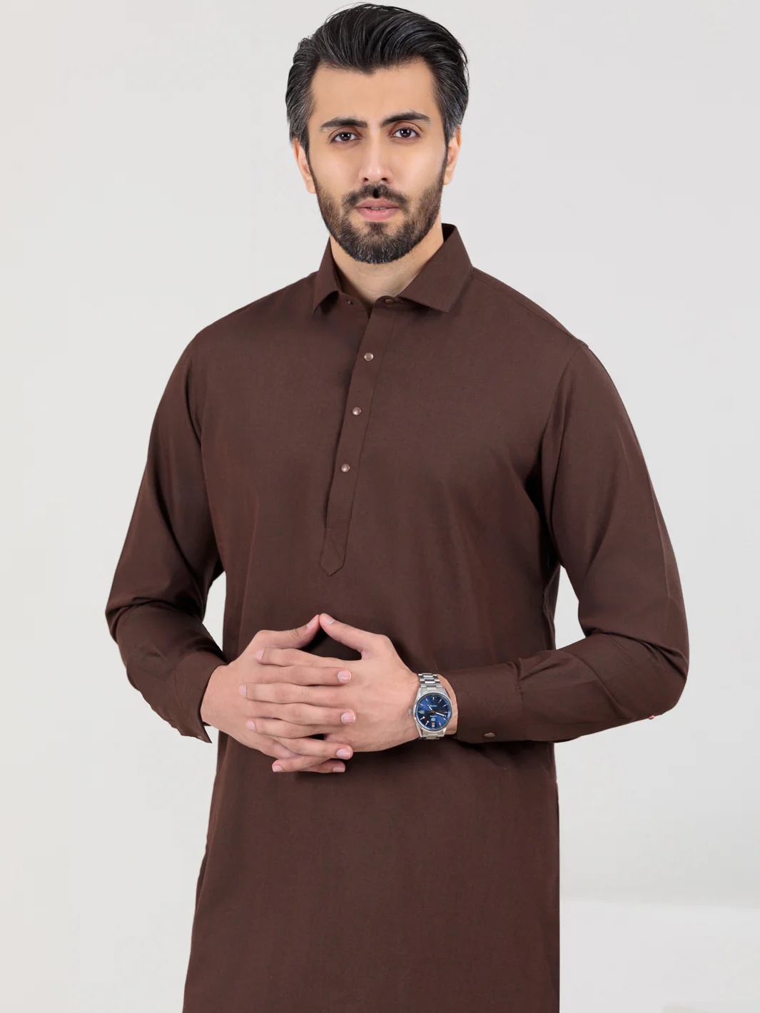 Brown Blended Kameez Shalwar - ALWA-KS-315 - Image 5