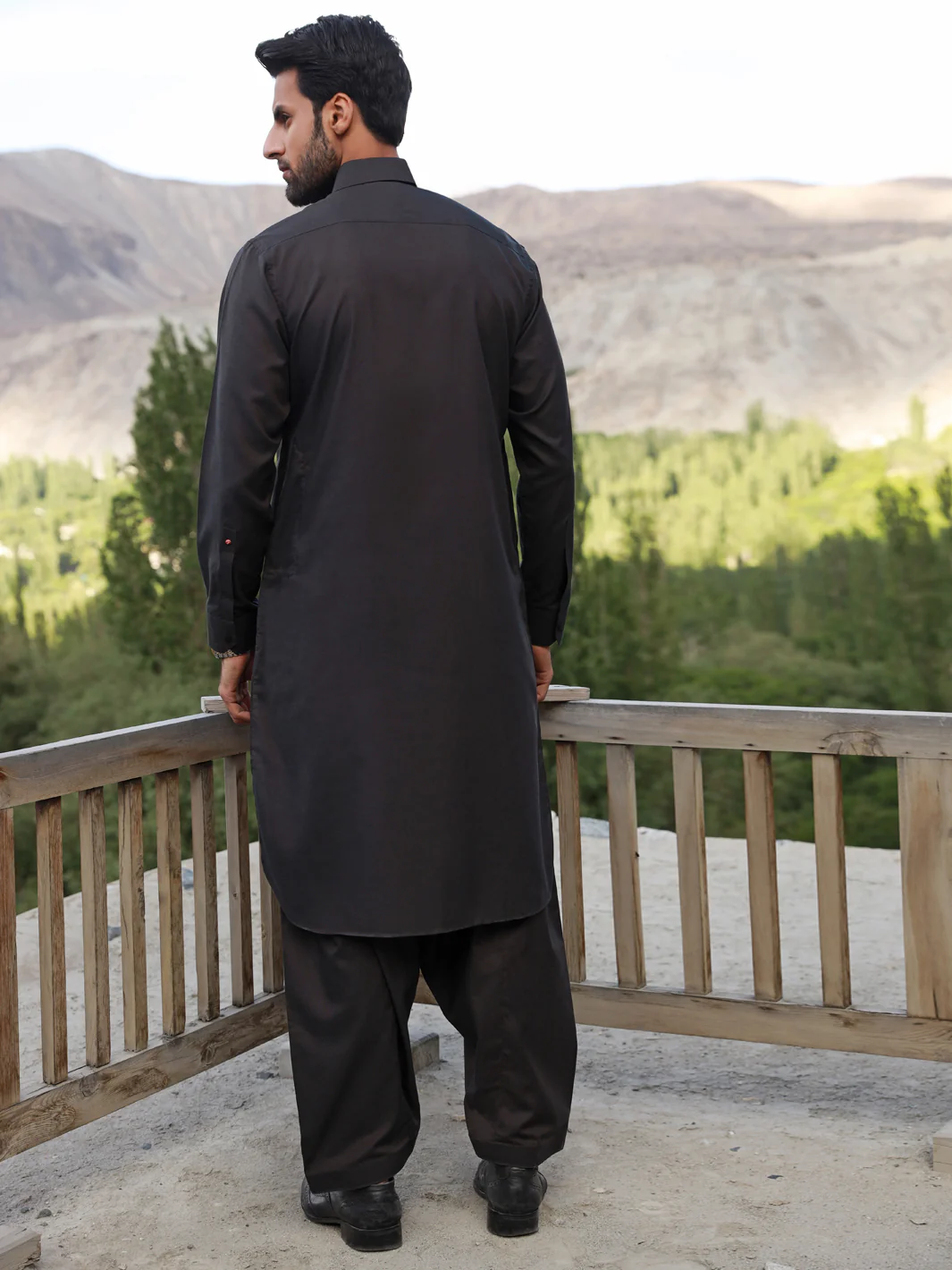 Dark Grey Blended Kameez Shalwar - ALWA-KS-321 - Image 2