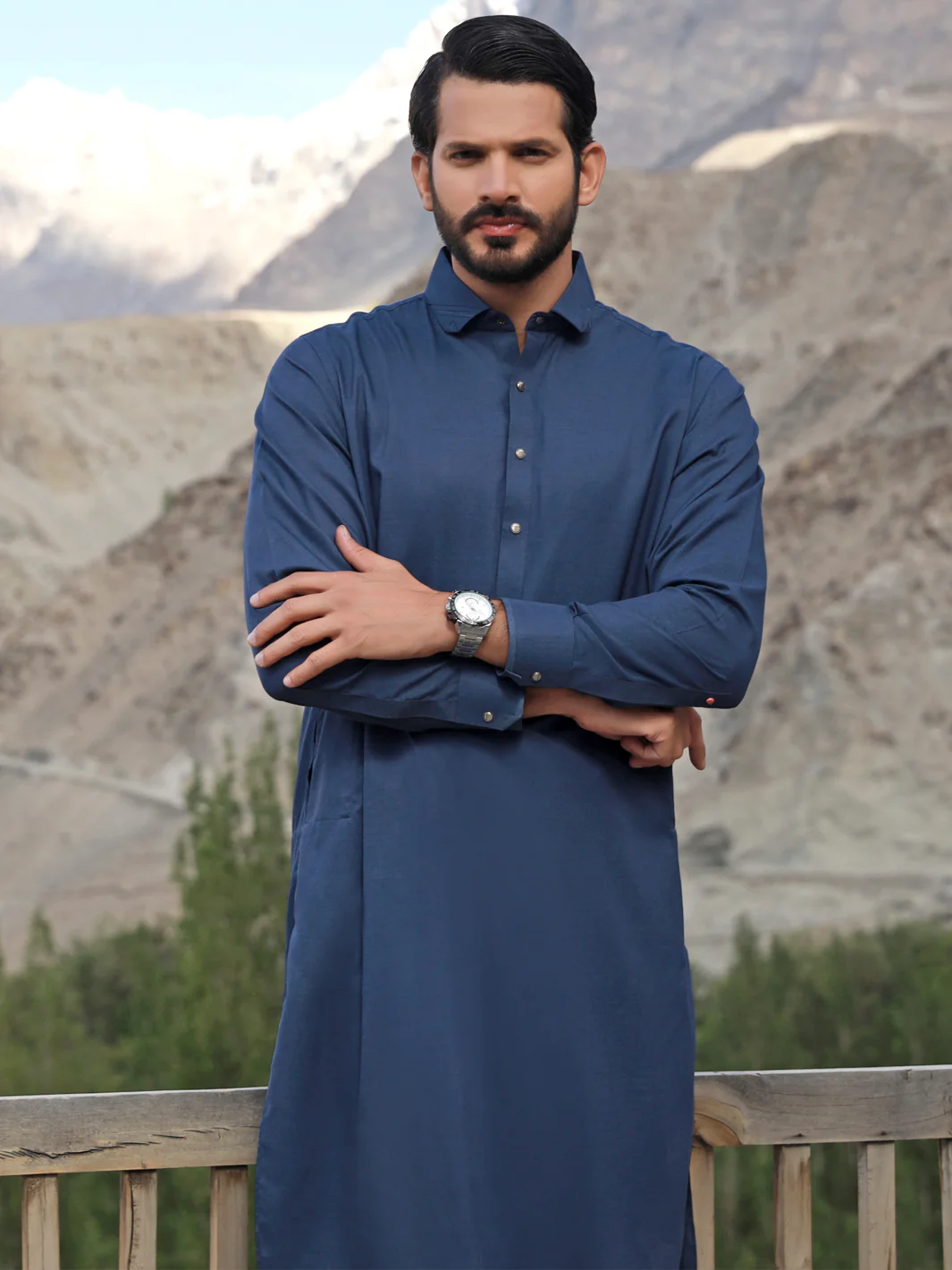 Blue Blended Kameez Shalwar - ALWA-KS-326 - Image 3