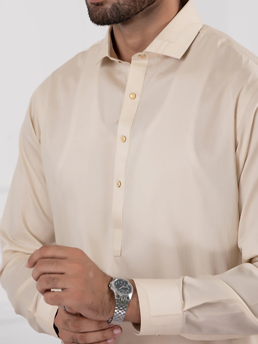 Cream Cotton Kameez Shalwar - ALWA-KS-335 - Image 5
