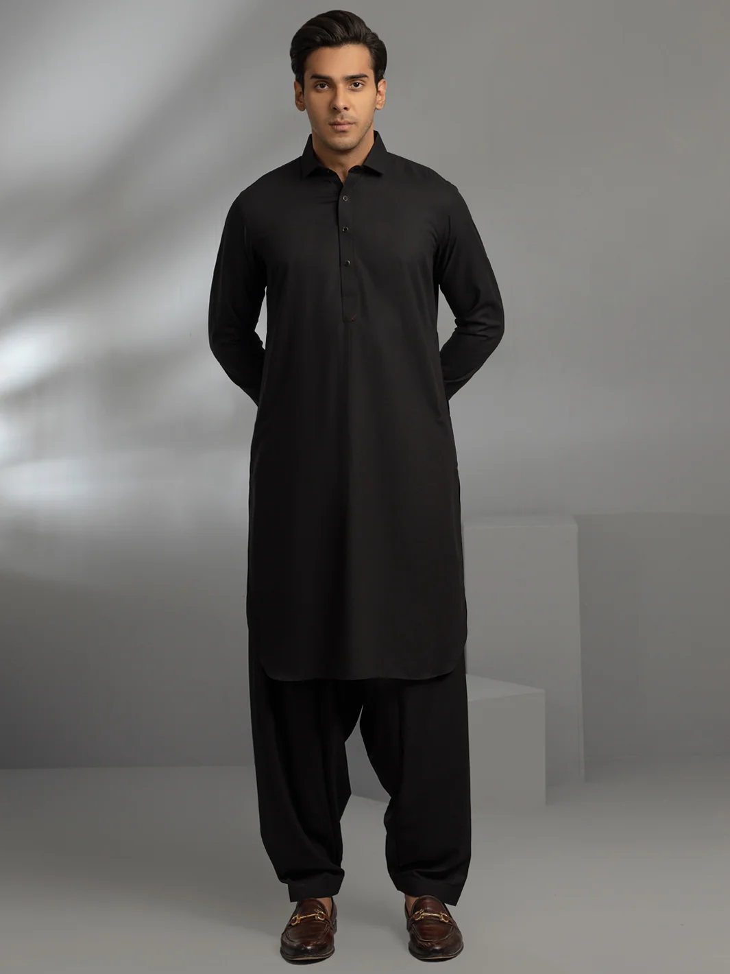 Black Blended Kameez Shalwar - ALWA-KS-347