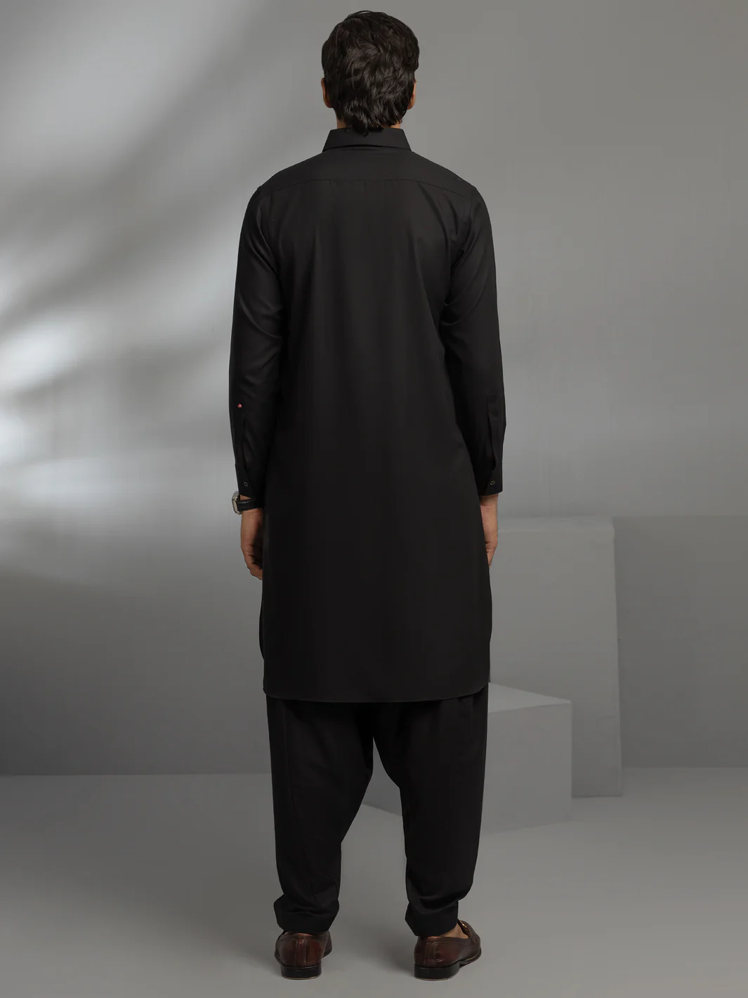 Black Blended Kameez Shalwar - ALWA-KS-347 - Image 4