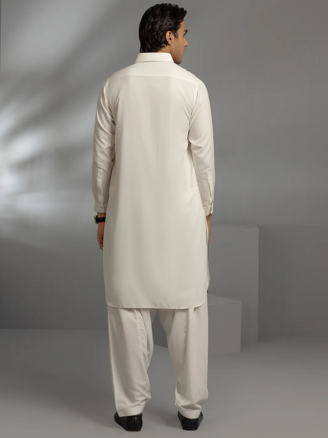 Off White Blended Kameez Shalwar - ALWA-KS-348 - Image 3