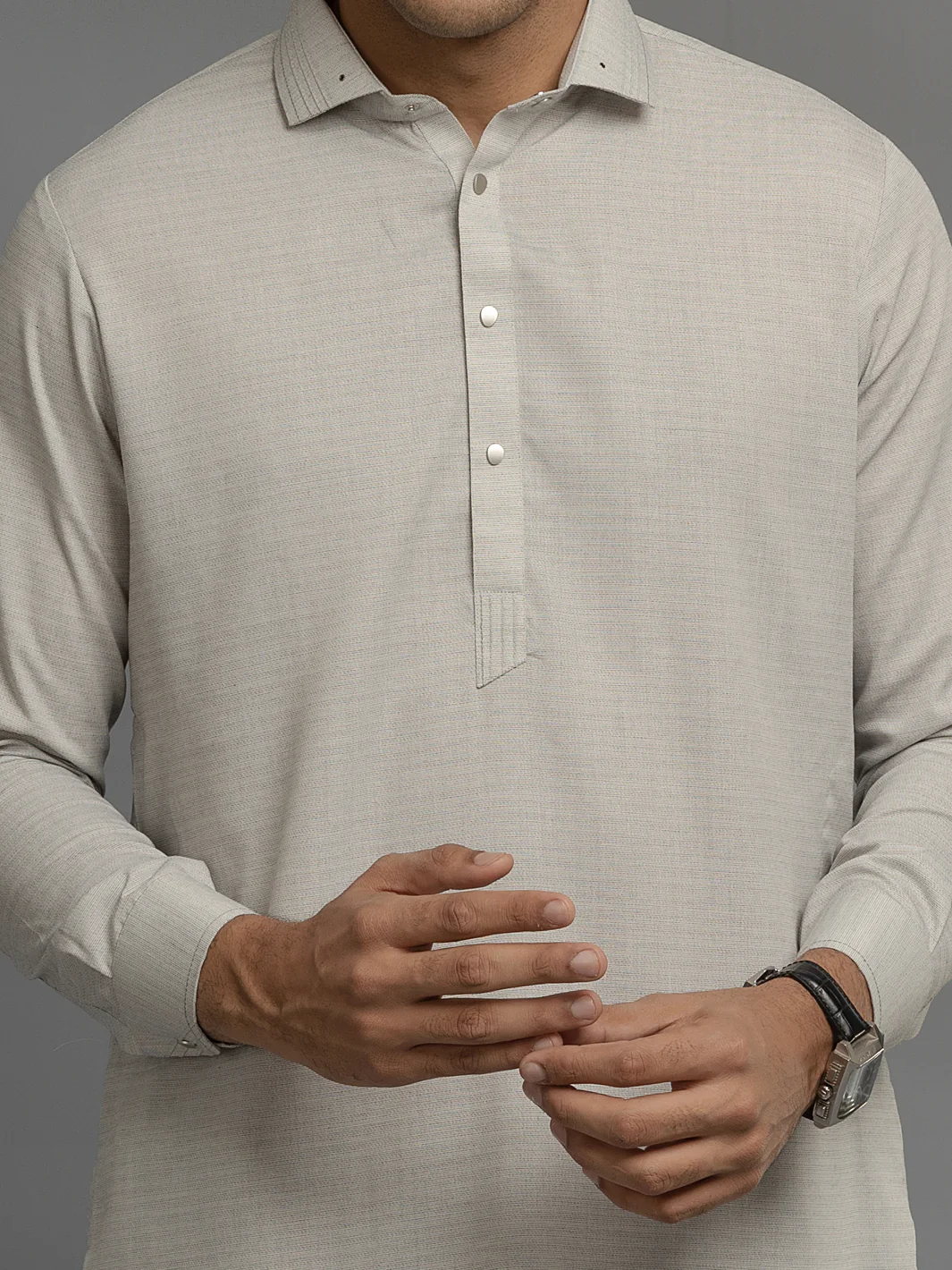 Light Grey Blended Kameez Shalwar - ALWA-KS-354 - Image 2