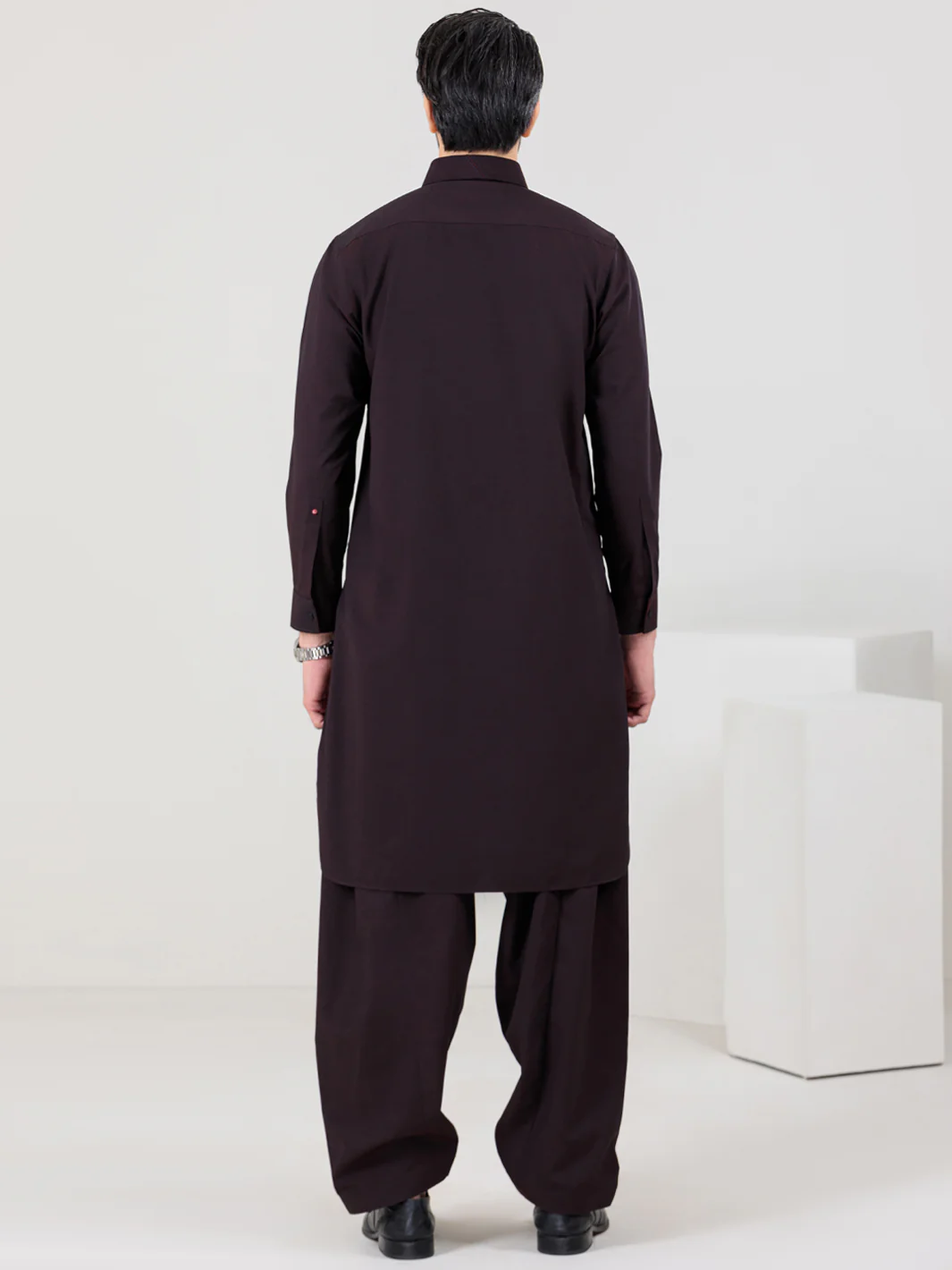 Maroon Blended Kameez Shalwar - ALWA-KS-358A - Image 3