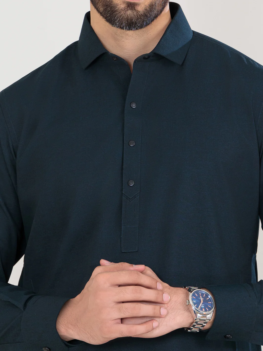 Navy Blue Blended Kameez Shalwar - ALWA-KS-360 - Image 2