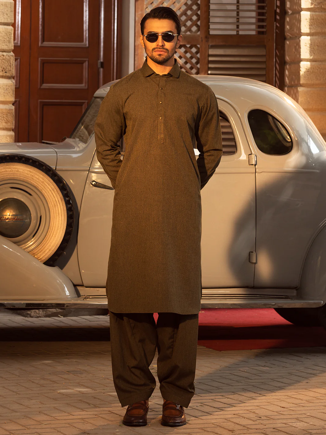 Green Blended Kameez Shalwar - ALWA-KS-376