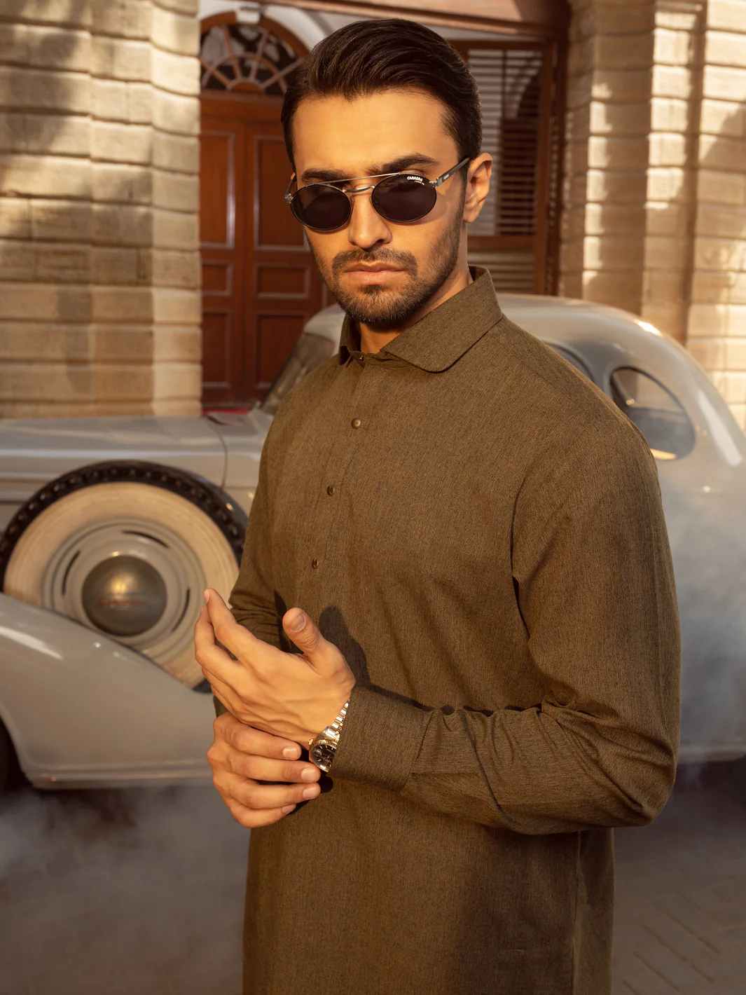 Green Blended Kameez Shalwar - ALWA-KS-376 - Image 3