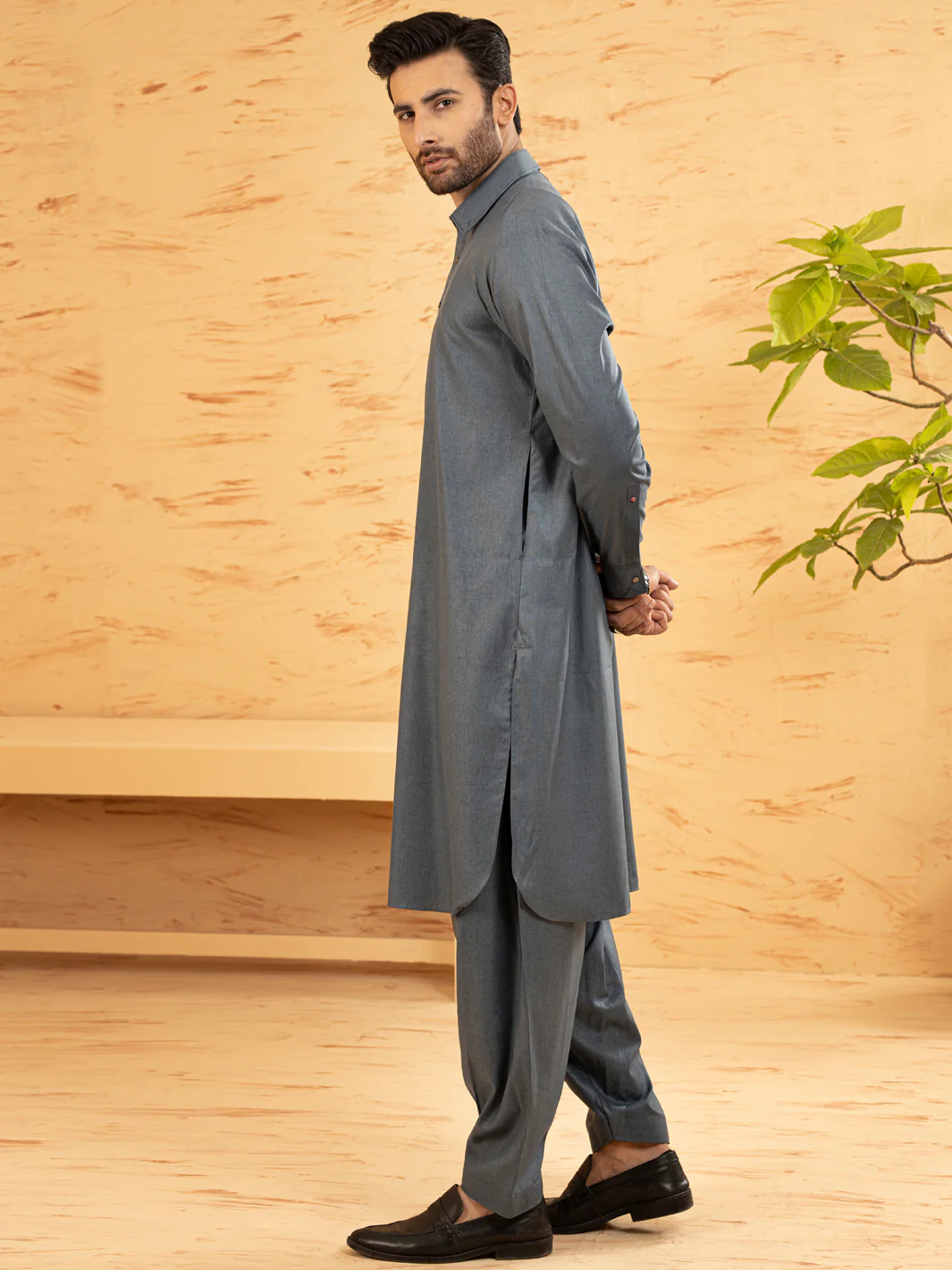 Blue Blended Kameez Shalwar - ALWA-KS-380 - Image 3