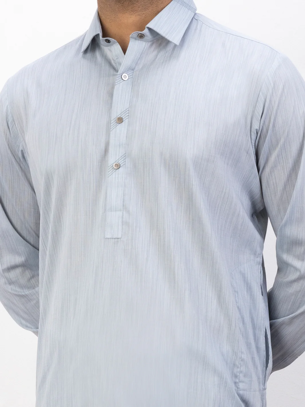 Light Blue Cotton Kameez Shalwar - ALWA-KS-384 - Image 2