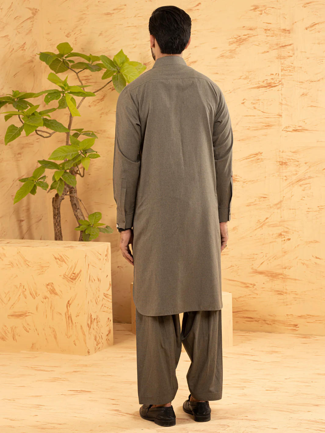 Grey Blended Kameez Shalwar - ALWA-KS-388 - Image 2