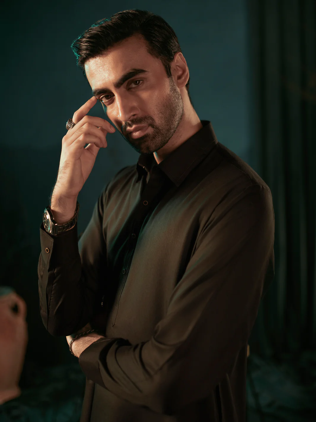 Black Blended Kameez Shalwar - ALWA-KS-389 - Image 3