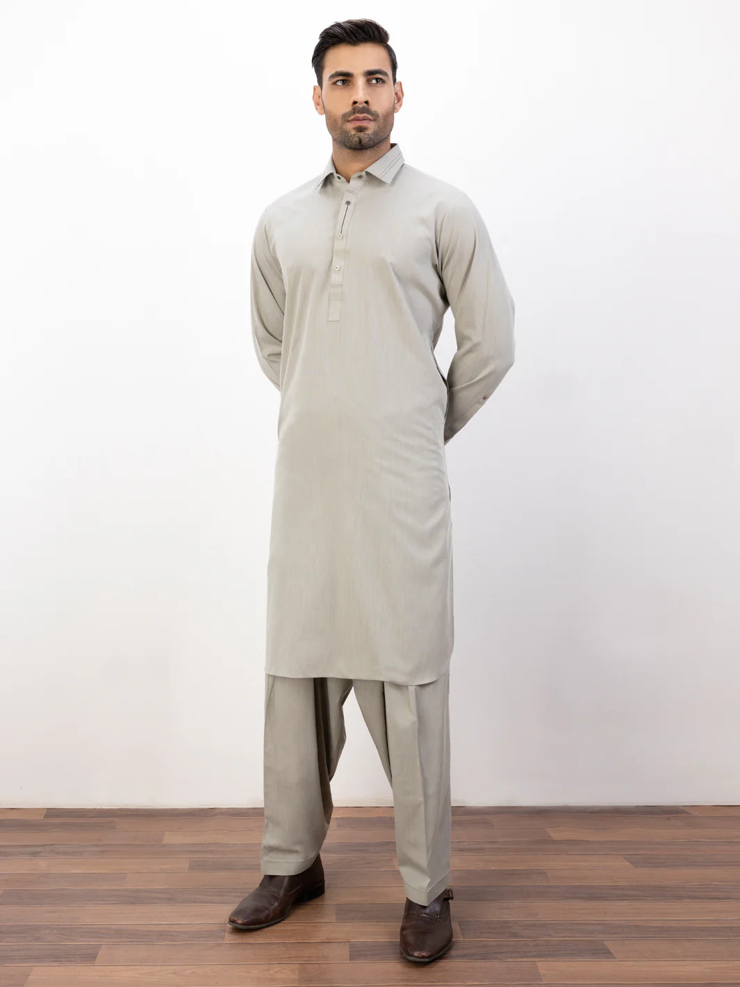 Light Green Blended Kameez Shalwar - ALWA-KS-391