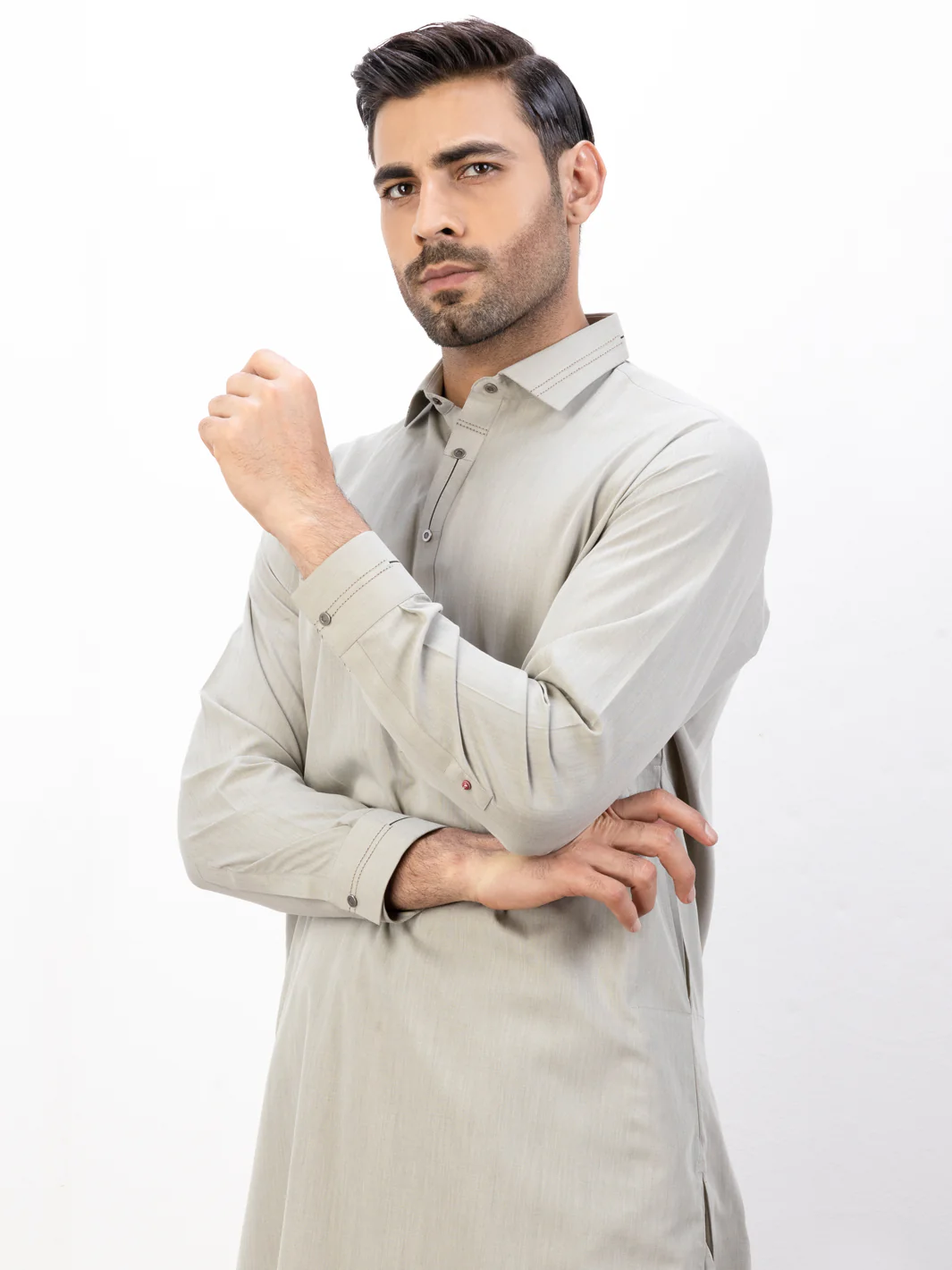 Light Green Blended Kameez Shalwar - ALWA-KS-391 - Image 2