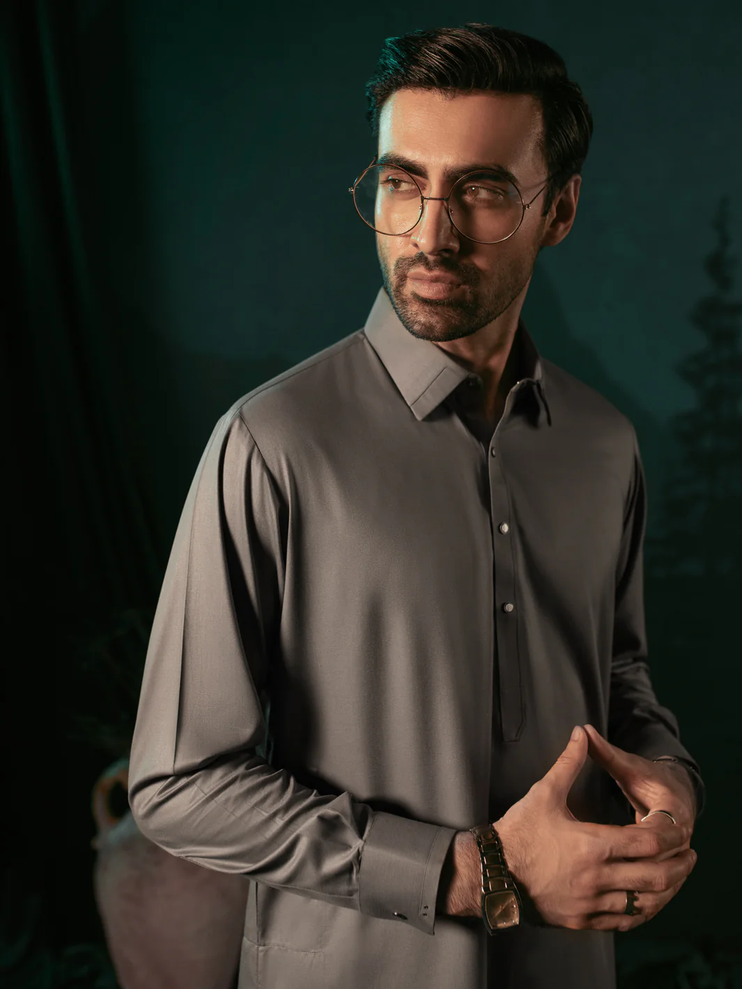 Grey Blended Kameez Shalwar - ALWA-KS-395 - Image 4