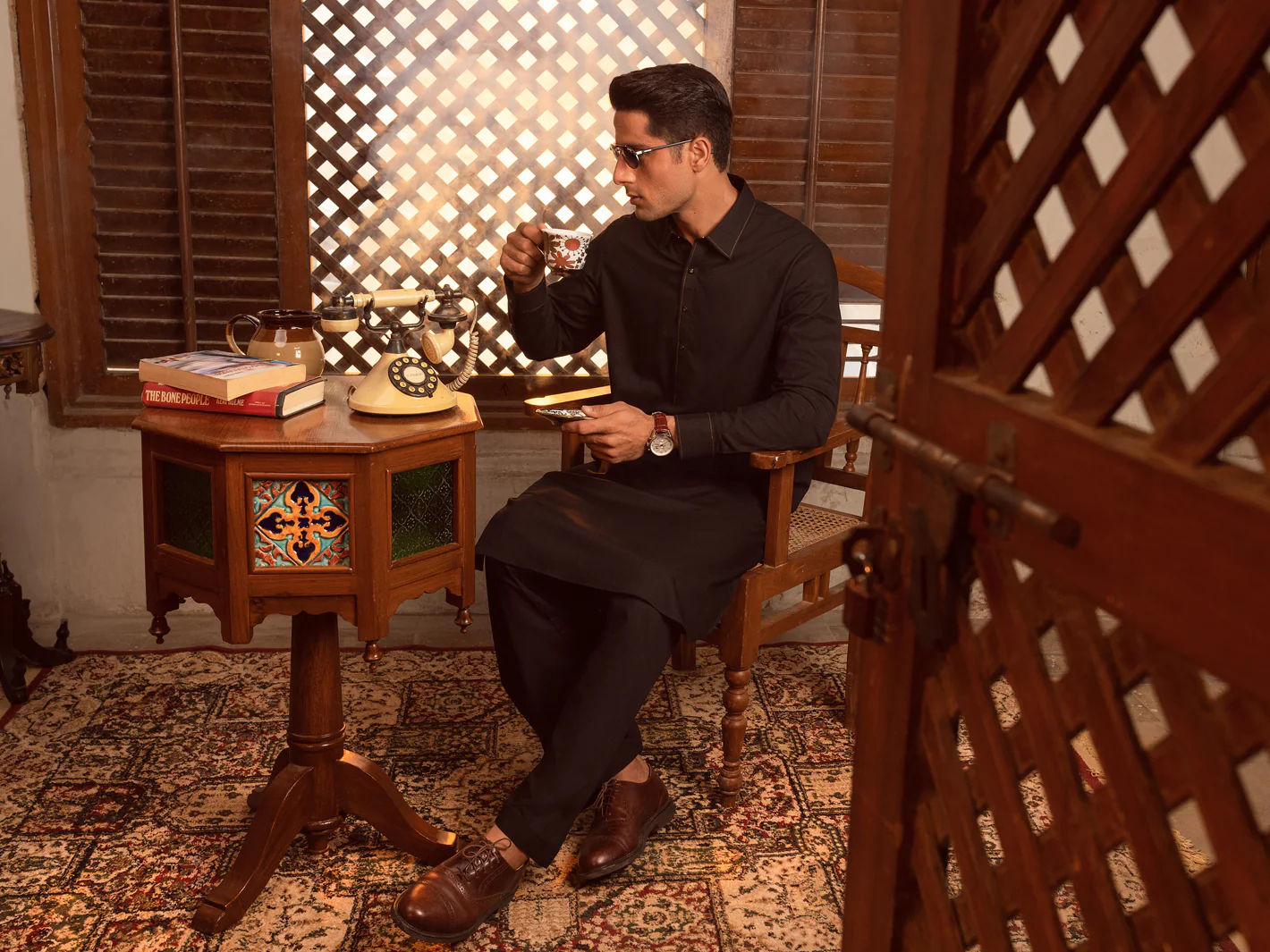 Black Blended Kameez Shalwar - ALWA-KS-404 - Image 4