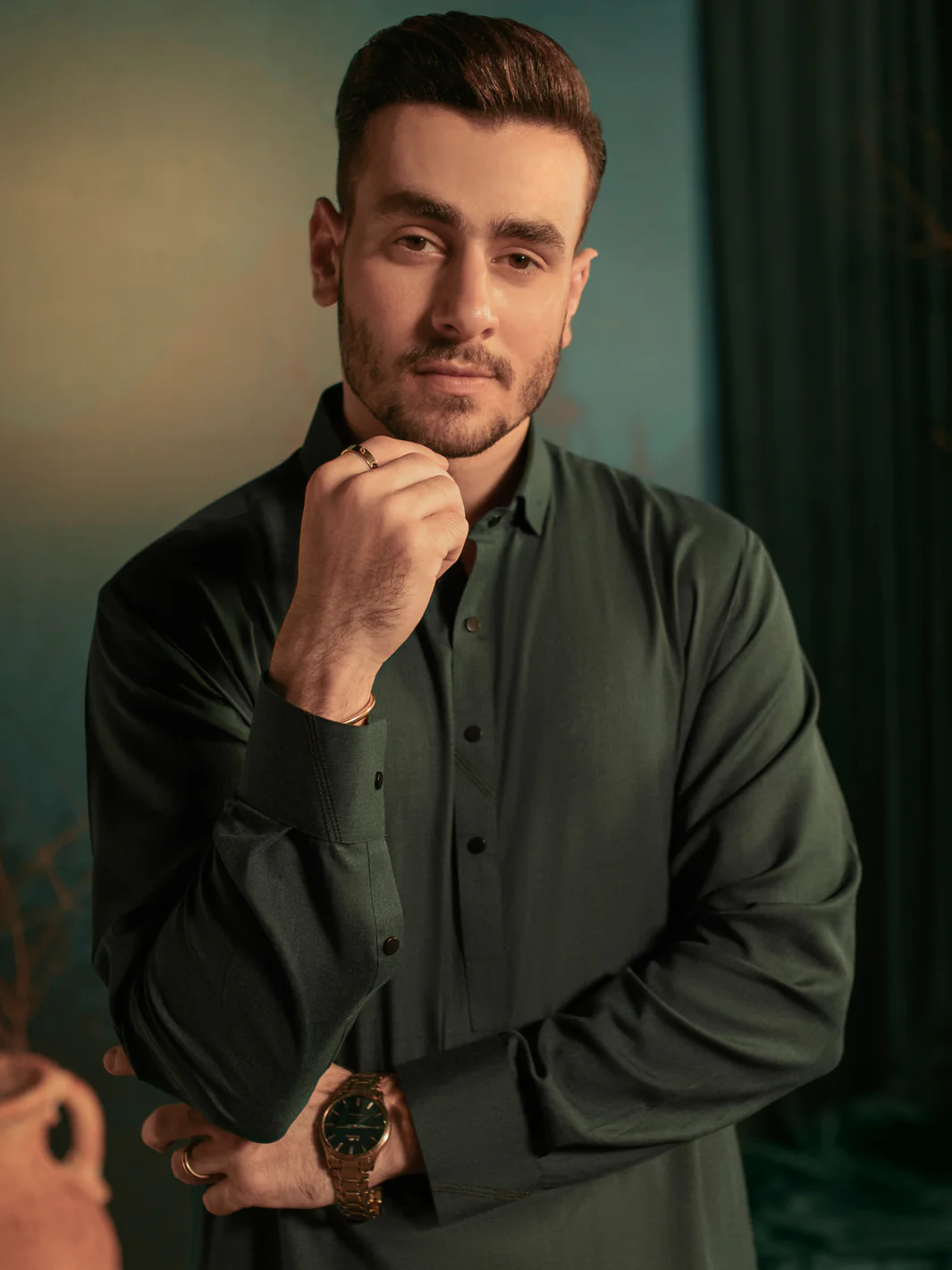 Green Blended Kameez Shalwar - ALWA-KS-406 - Image 3