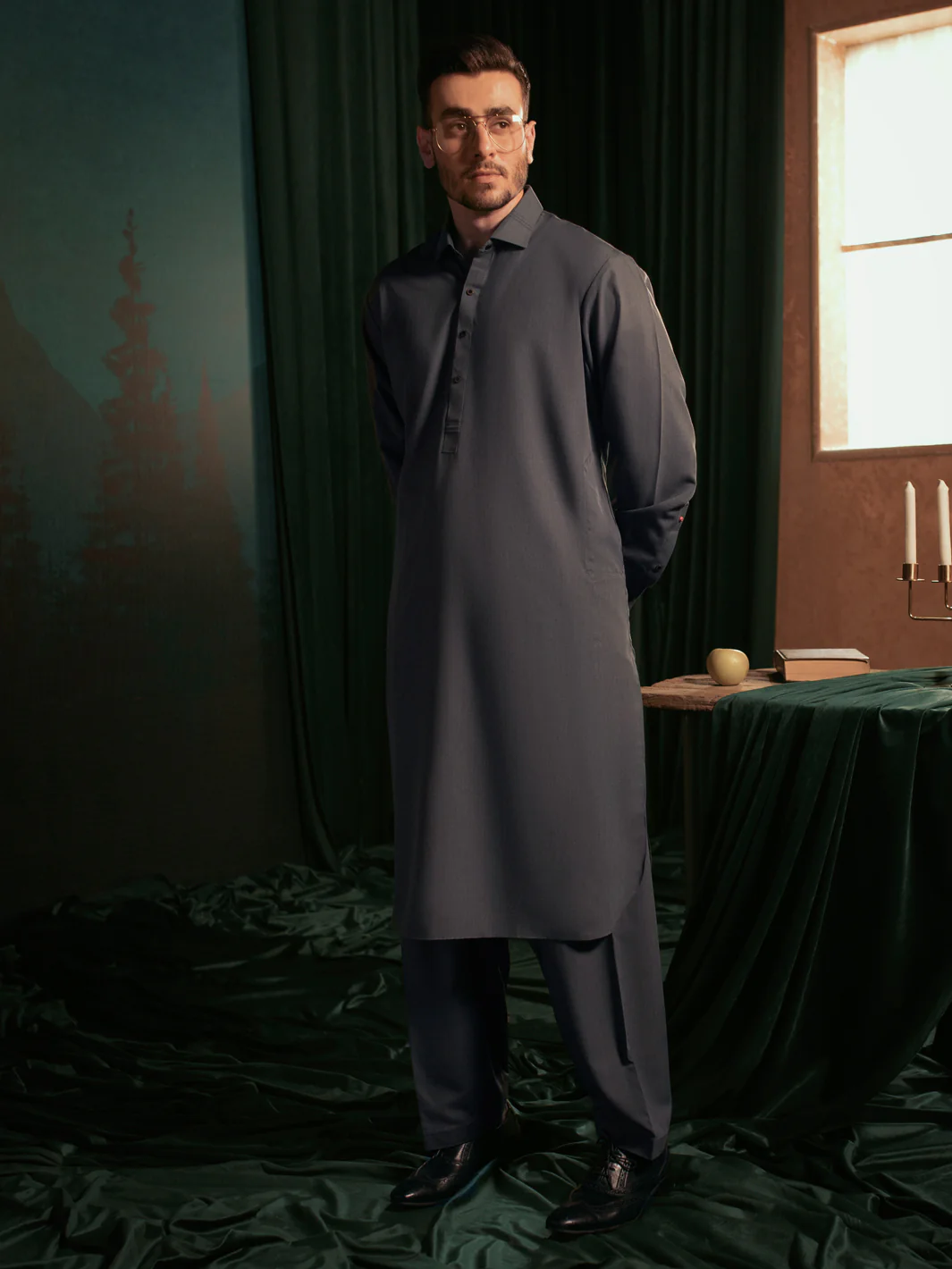 Blue Blended Kameez Shalwar - ALWA-KS-409