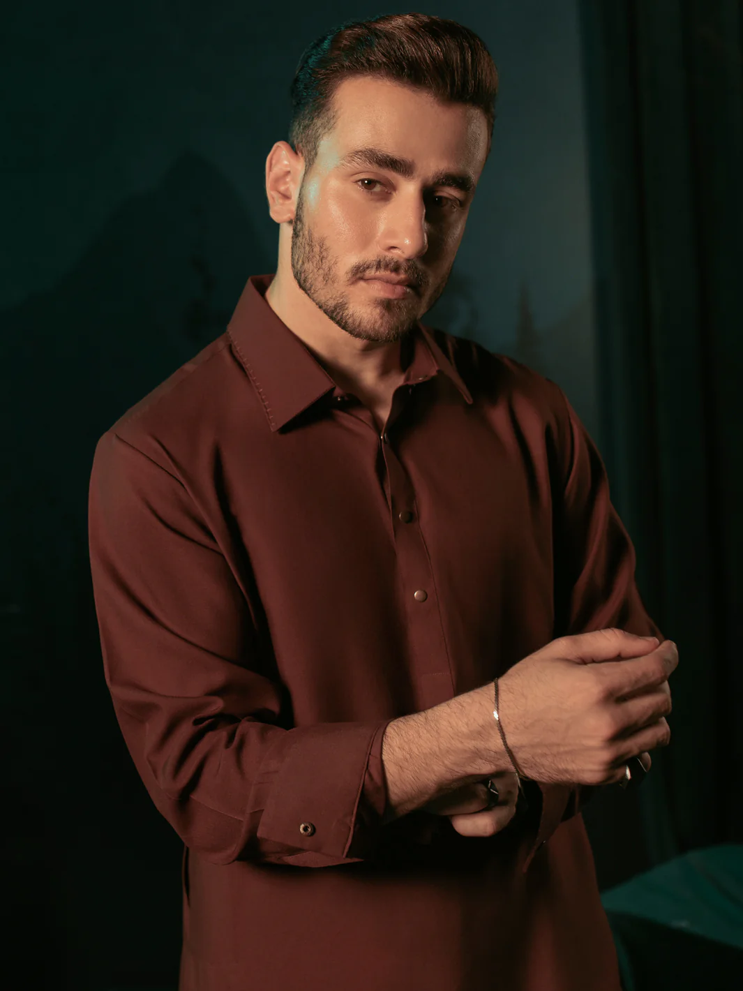 Maroon Blended Kameez Shalwar - ALWA-KS-411 - Image 2