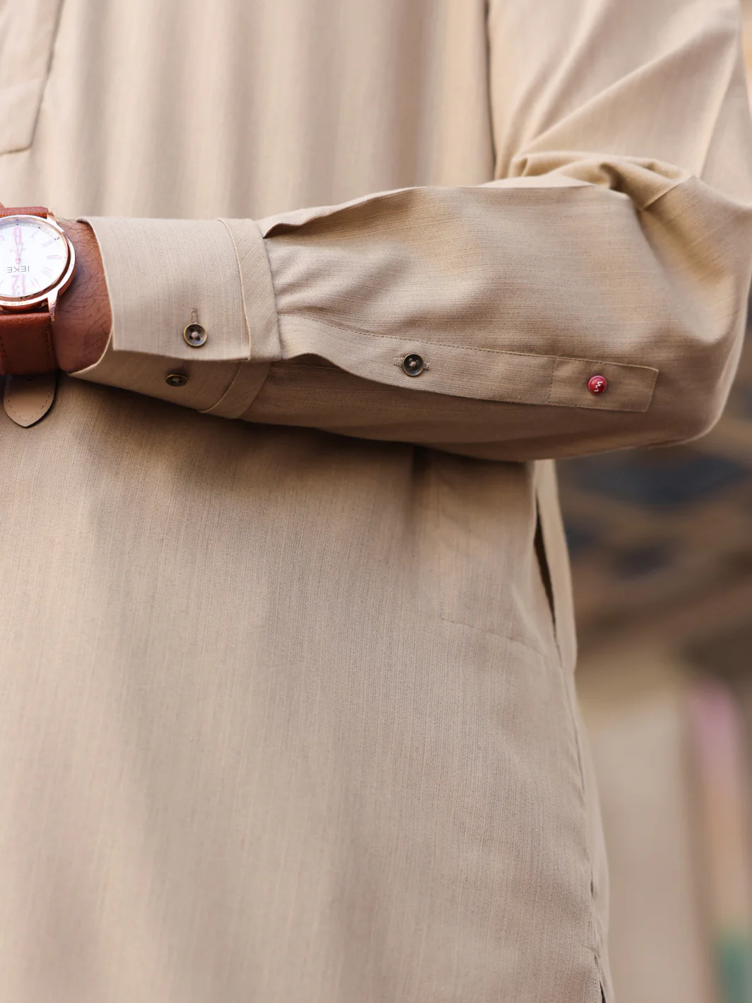 Dull Khaki Blended Kameez Shalwar - ALWA-KS-429 - Image 2