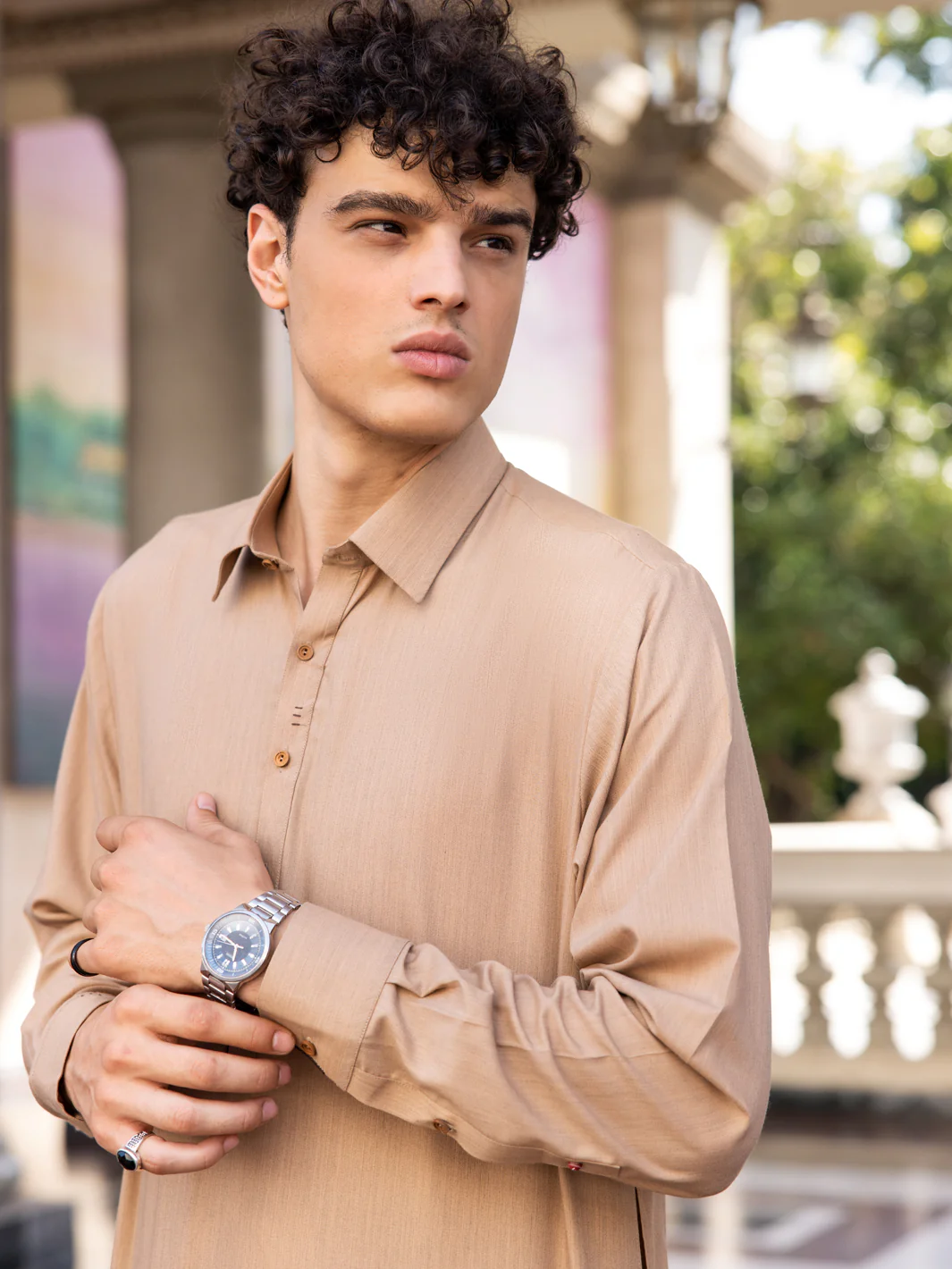 Brown Blended Kameez Shalwar - ALWA-KS-430 - Image 3