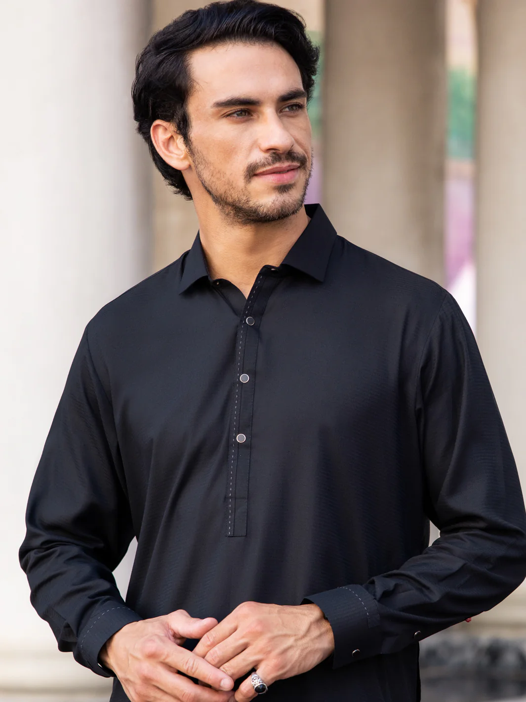 Black Blended Kameez Shalwar - ALWA-KS-432 - Image 3