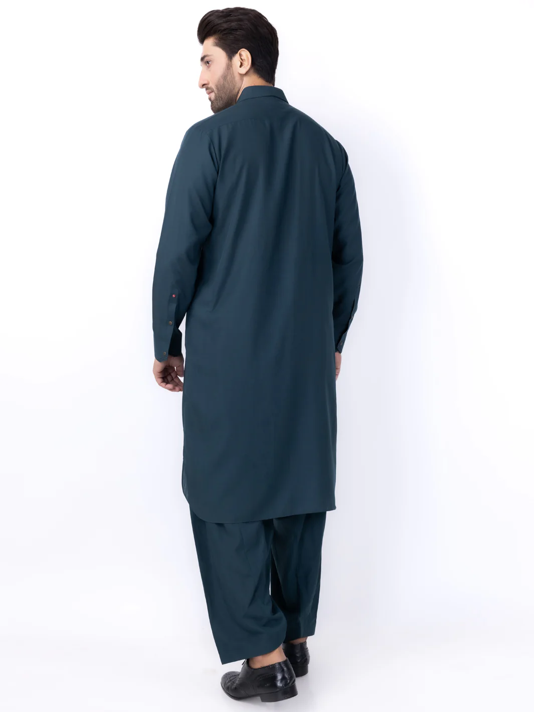 Dark Green Blended Kameez Shalwar - ALWA-KS-435 - Image 2