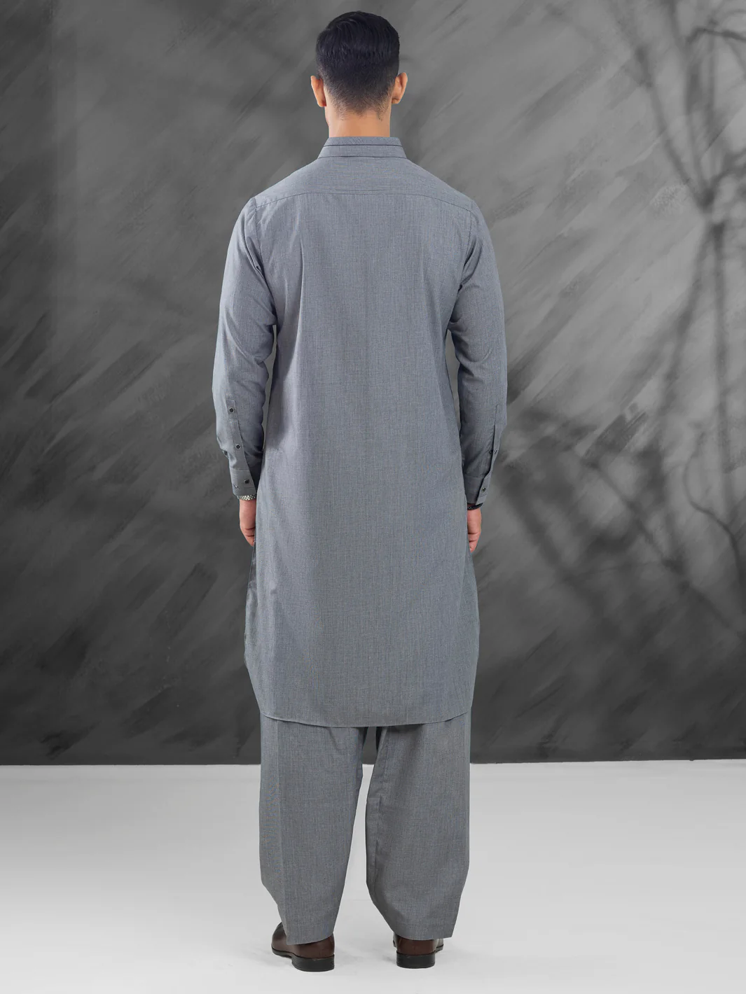 Grey Blended Kameez Shalwar - ALWA-KS-479 - Image 2