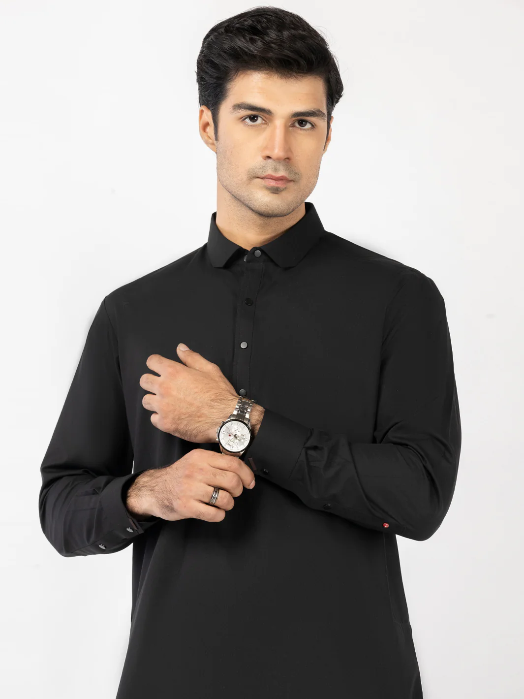 Black Blended Kameez Shalwar - ALWA-KS-483 - Image 4