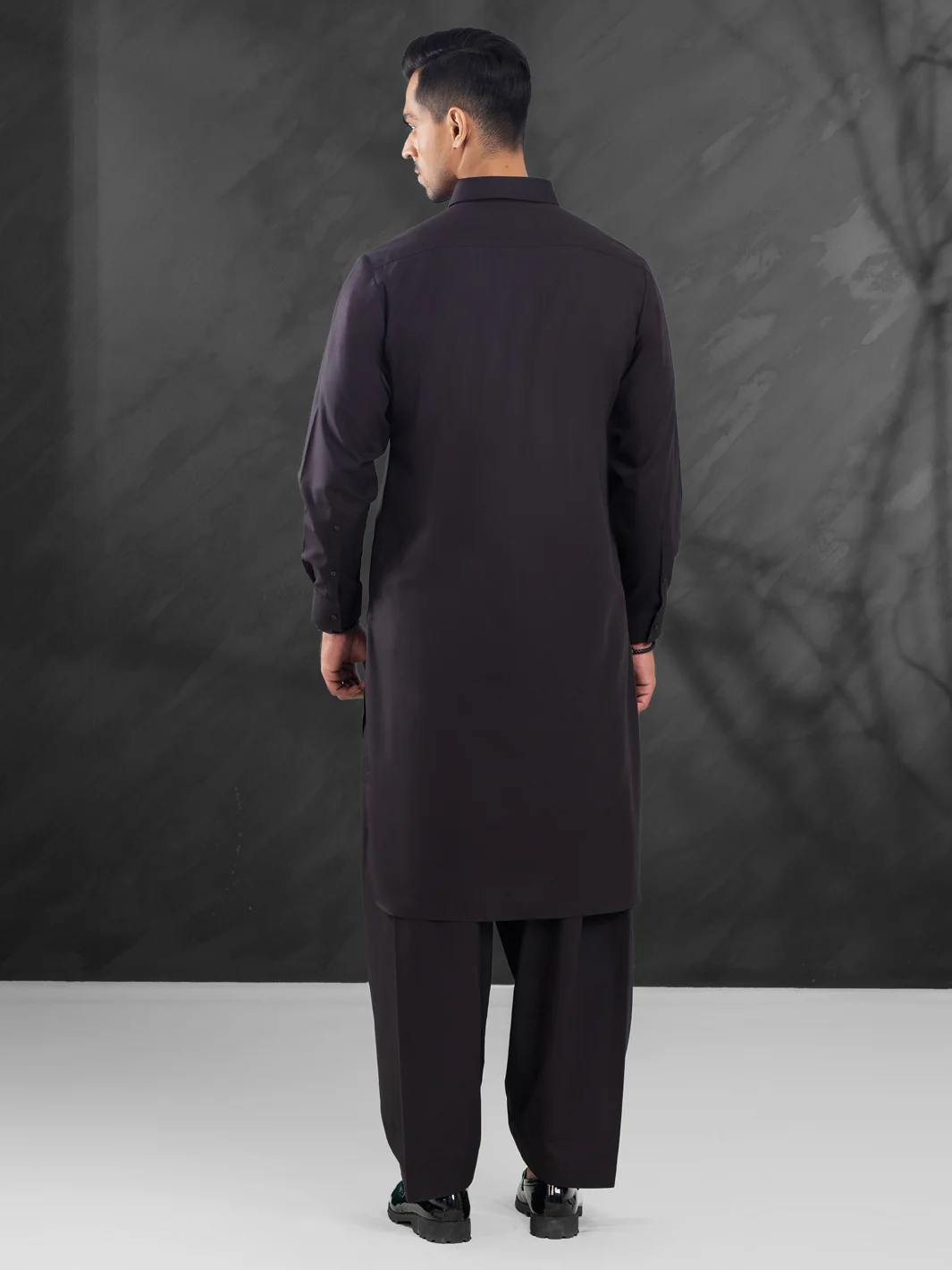 Dark Brown Blended Kameez Shalwar - ALWA-KS-485 - Image 2