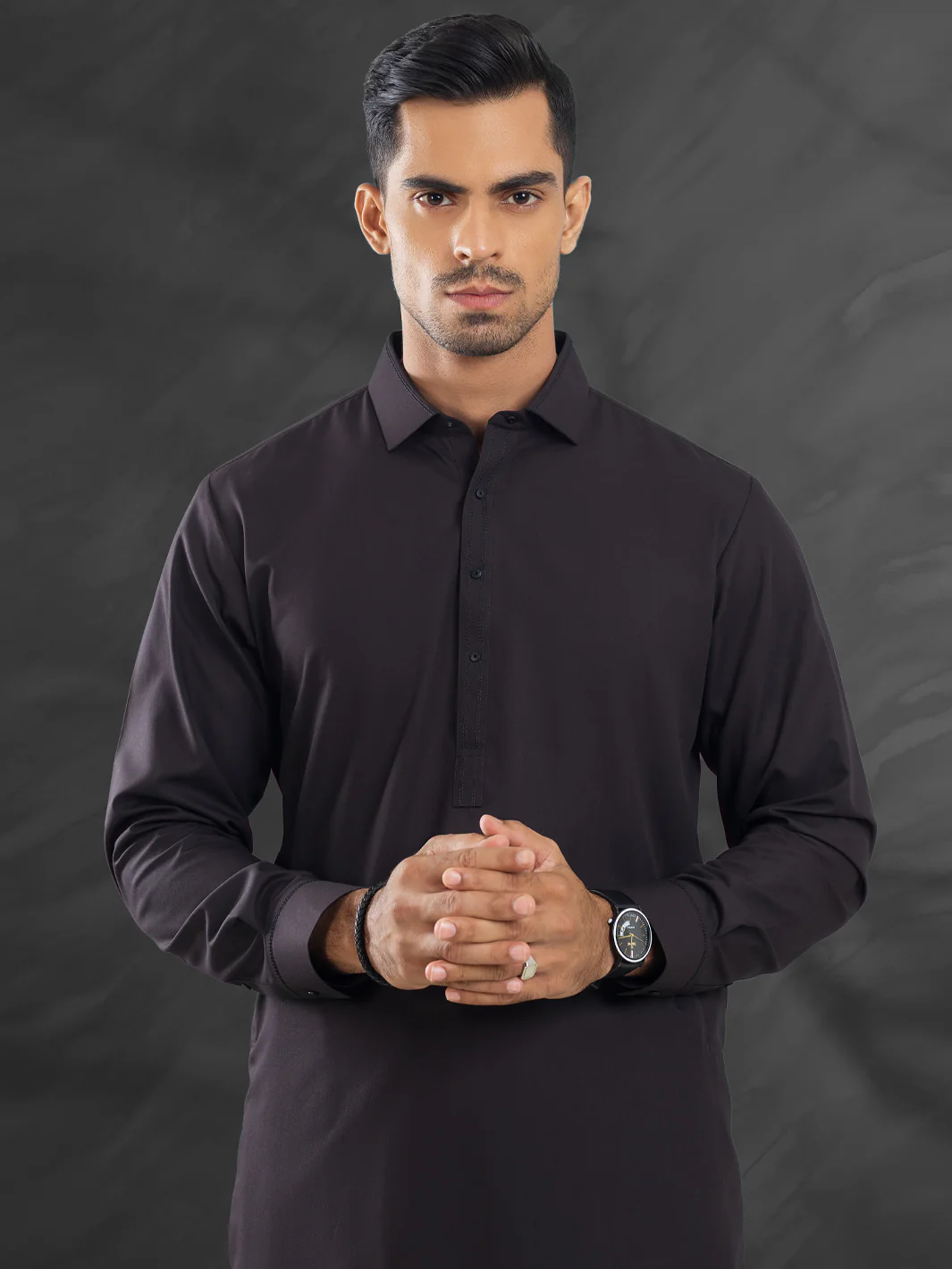 Dark Brown Blended Kameez Shalwar - ALWA-KS-485 - Image 3