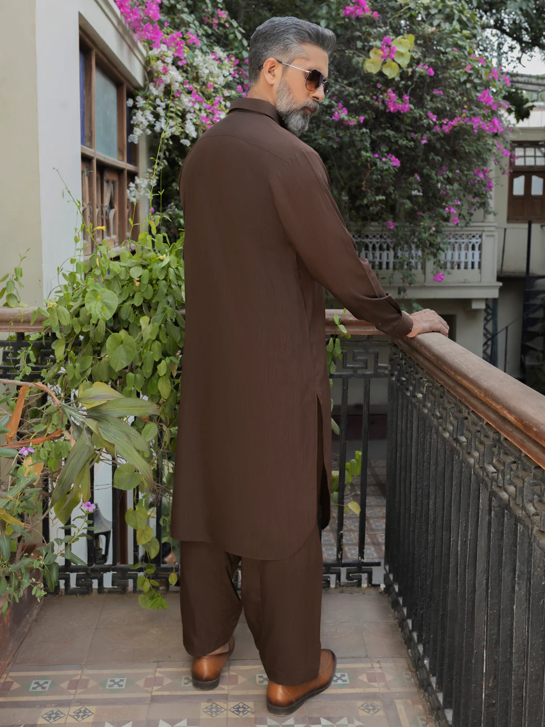 Brown Blended Kameez Shalwar - ALWA-KS-491 - Image 2