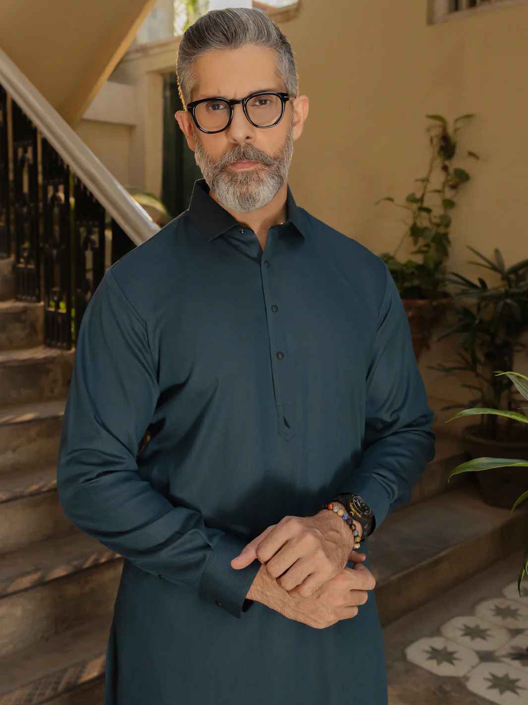 Teal Blended Kameez Shalwar - ALWA-KS-492 - Image 2