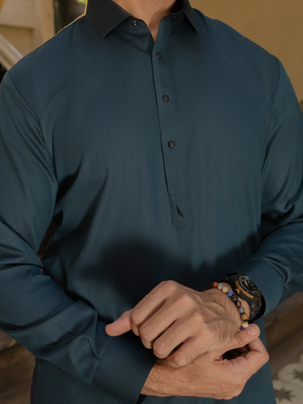 Teal Blended Kameez Shalwar - ALWA-KS-492 - Image 3
