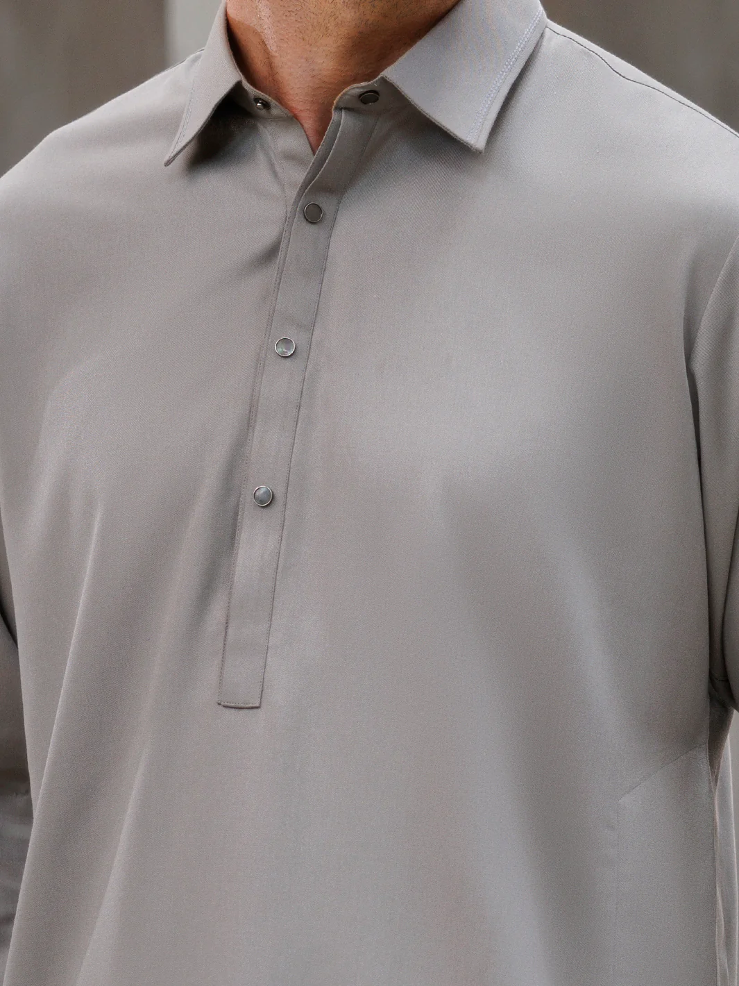 Light Grey Blended Kameez Shalwar - ALWA-KS-494A - Image 3