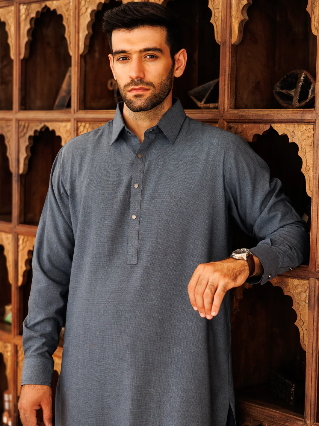 Blue Blended Kameez Shalwar - ALWA-KS-498 - Image 2
