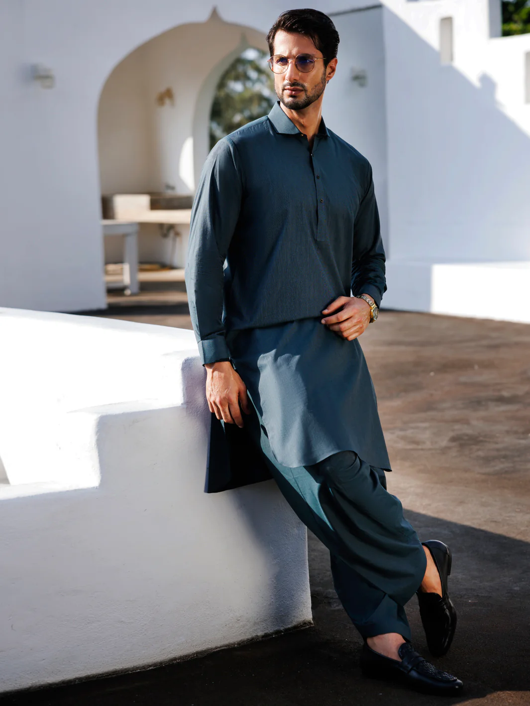 Dark Green Cotton Kameez Shalwar - ALWA-KS-503 - Image 4