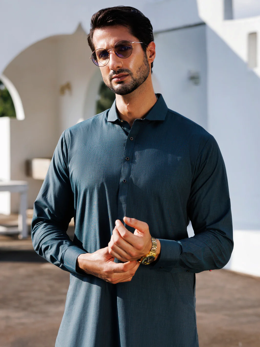 Dark Green Cotton Kameez Shalwar - ALWA-KS-503 - Image 5