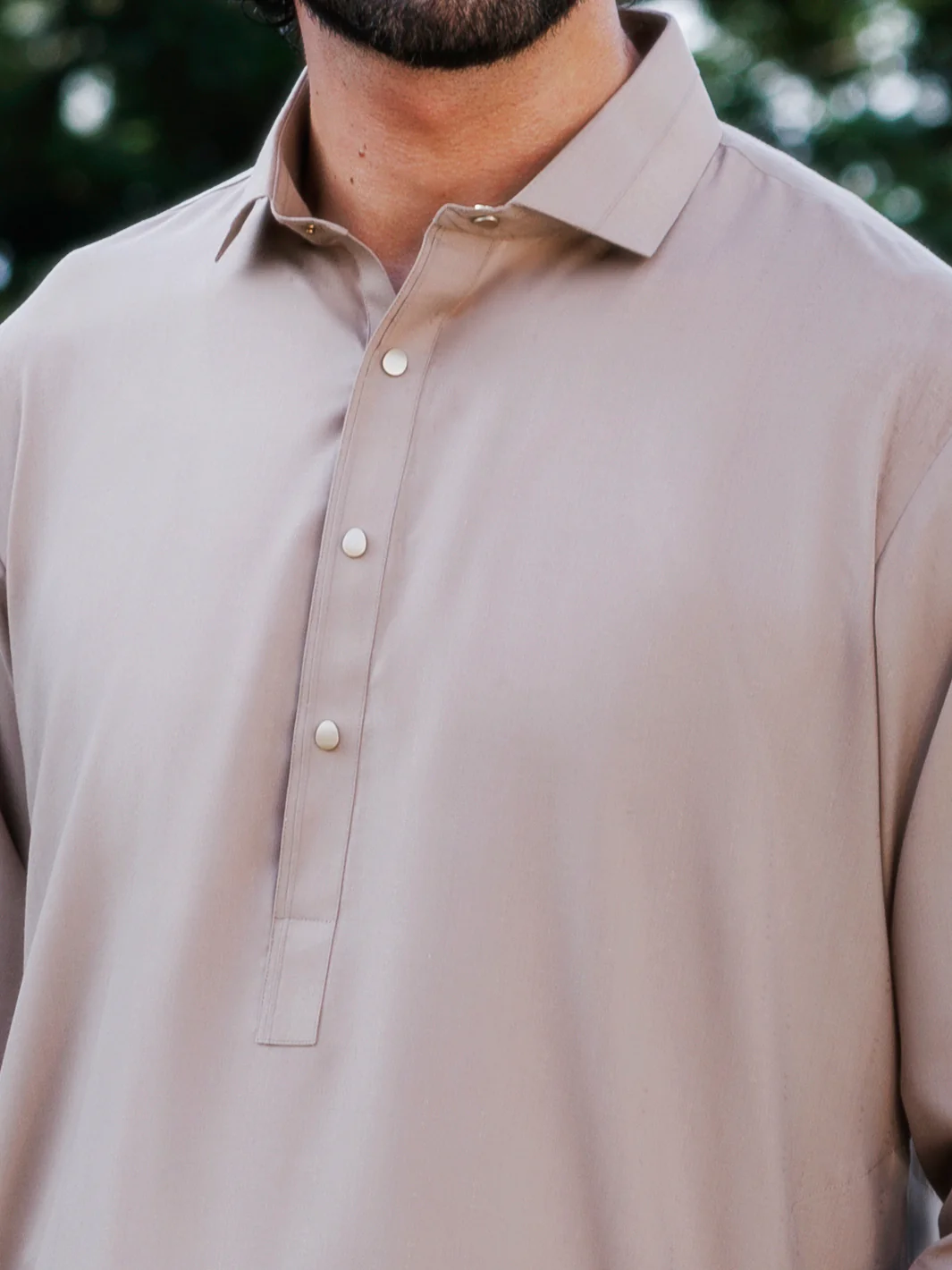 Light Brown Blended Kameez Shalwar - ALWA-KS-511A - Image 3