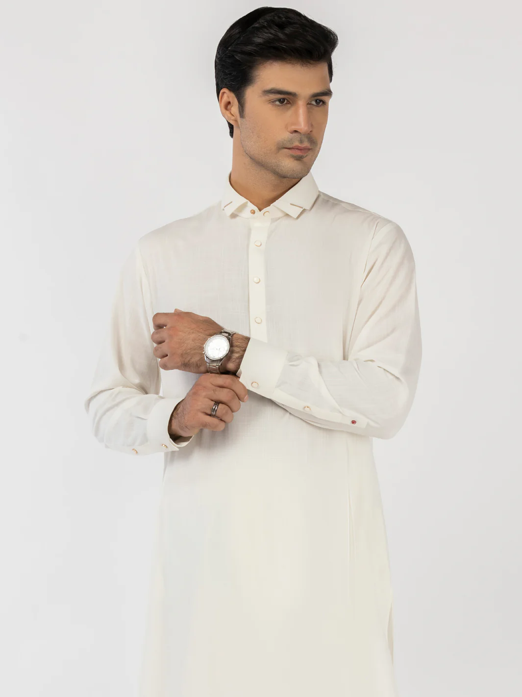 White Blended Kameez Shalwar - ALWA-KS-512 - Image 2