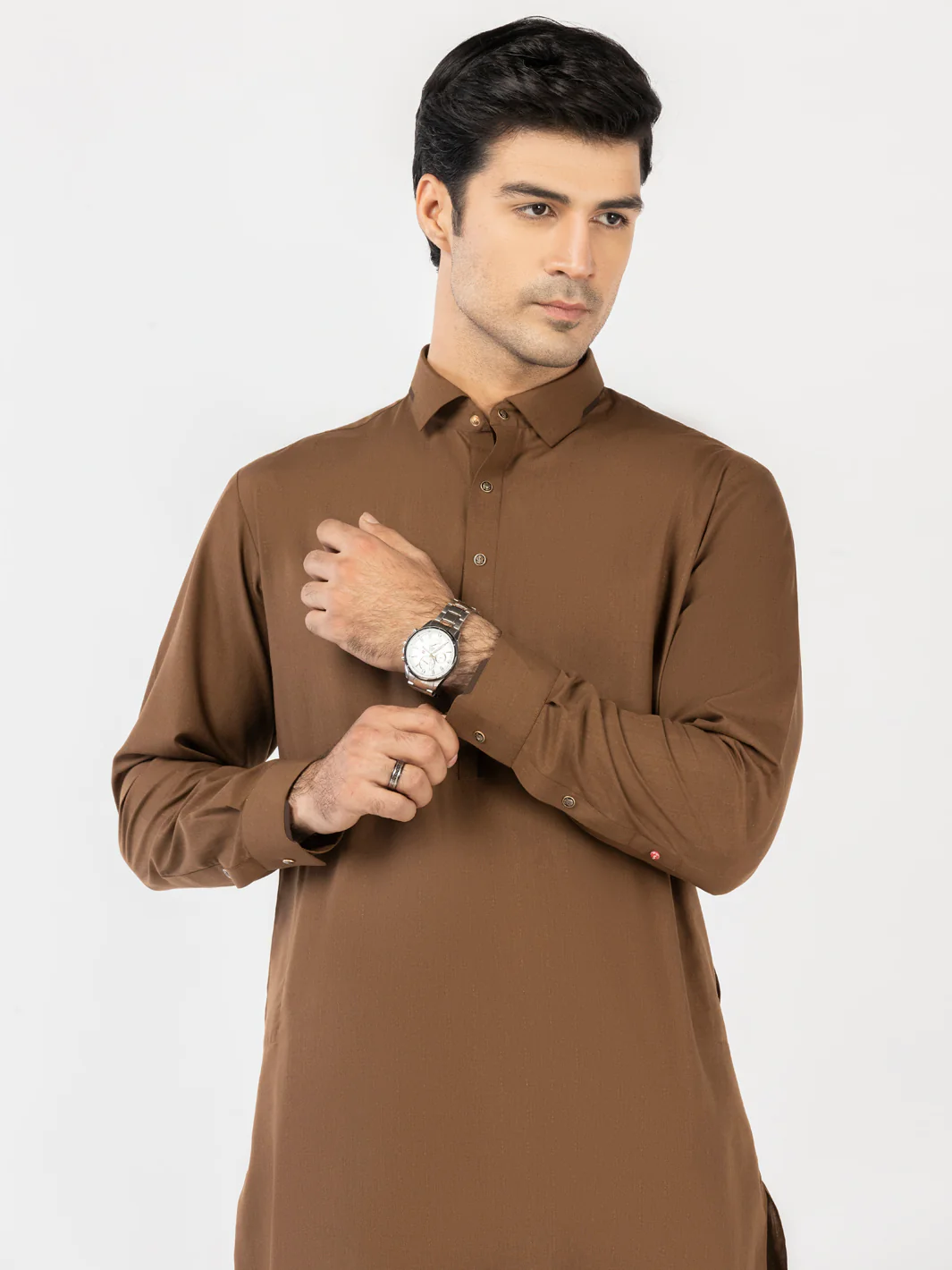 Brown Blended Kameez Shalwar - ALWA-KS-519A - Image 3