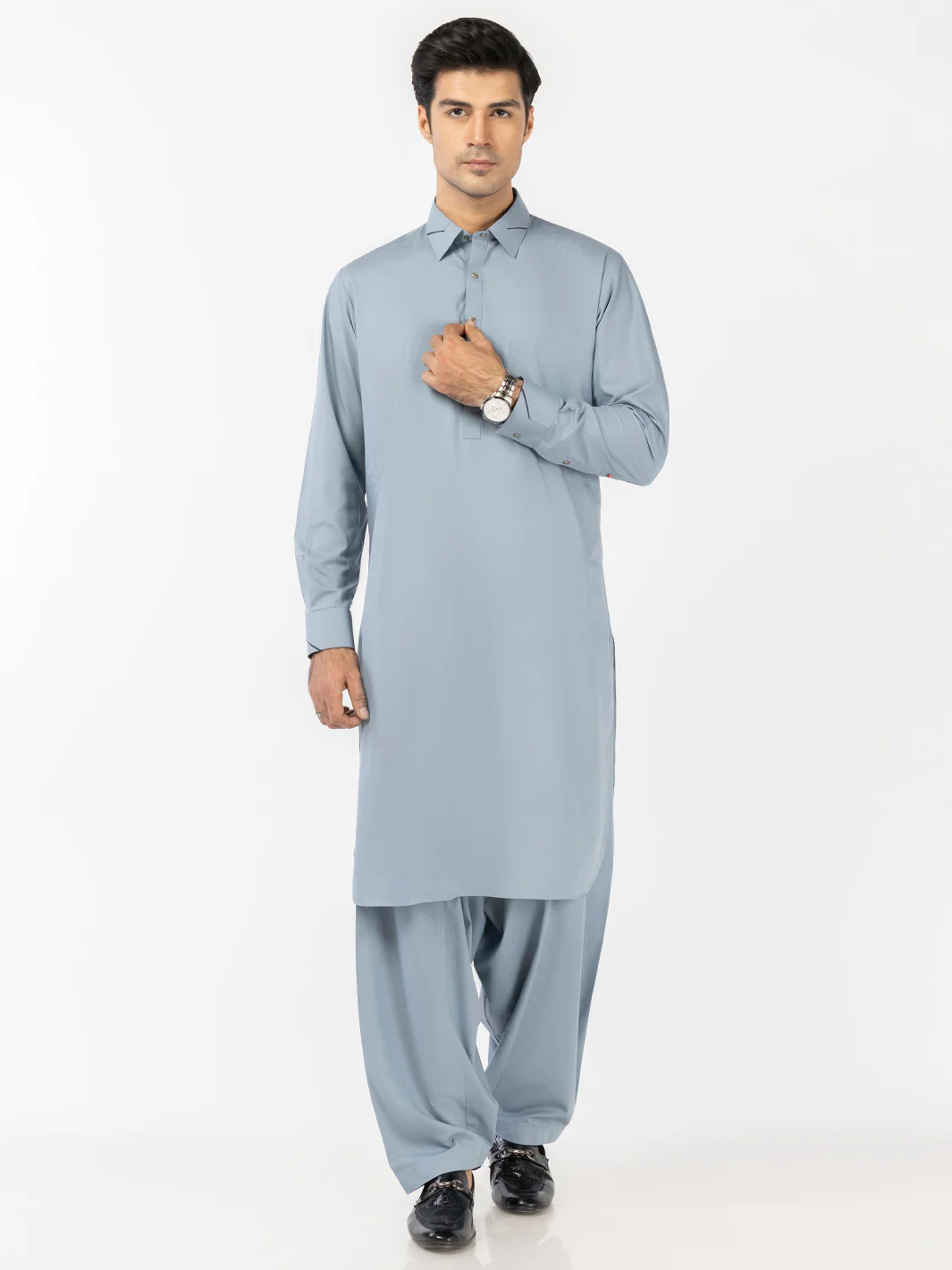 Light Blue Blended Kameez Shalwar - ALWA-KS-525
