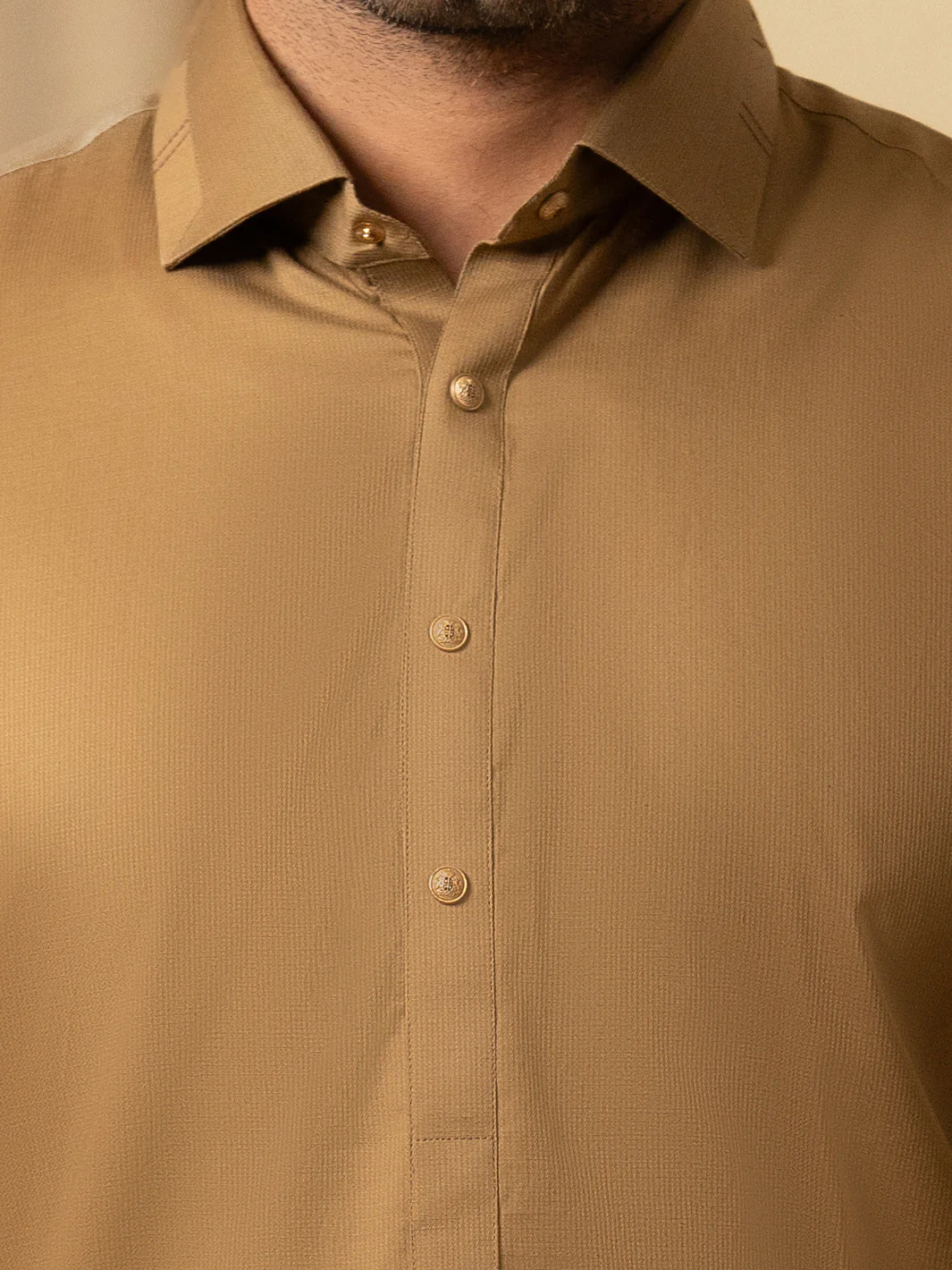 Light Brown Cotton Kameez Shalwar - ALWA-KS-541 - Image 4