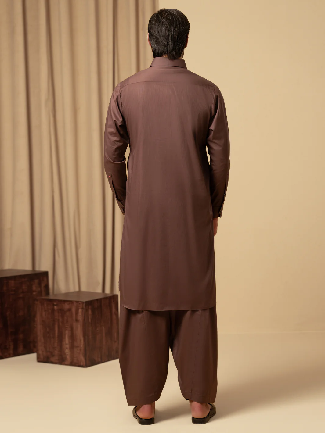 Brown Cotton Kameez Shalwar - ALWA-KS-543 - Image 4
