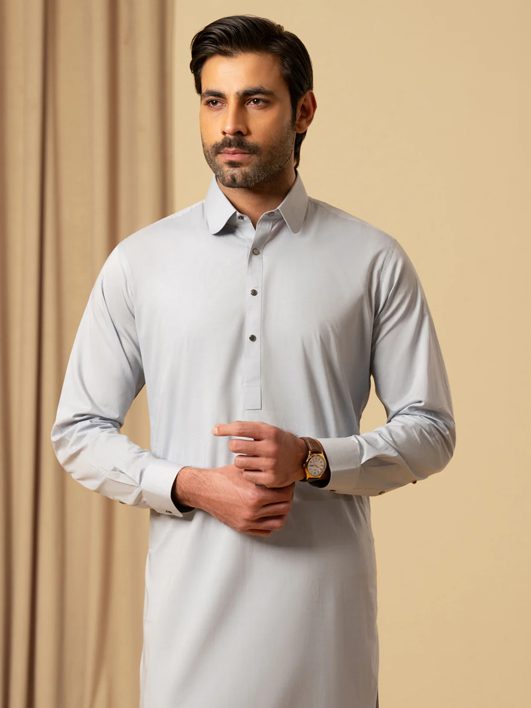 Light Blue Cotton Kameez Shalwar - ALWA-KS-545 - Image 2