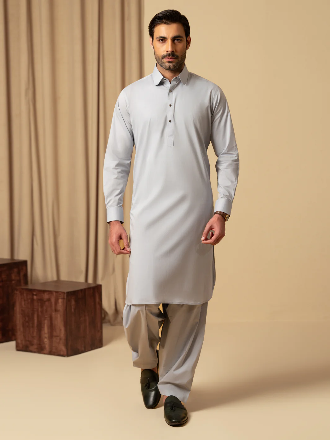 Light Blue Cotton Kameez Shalwar - ALWA-KS-545 - Image 5