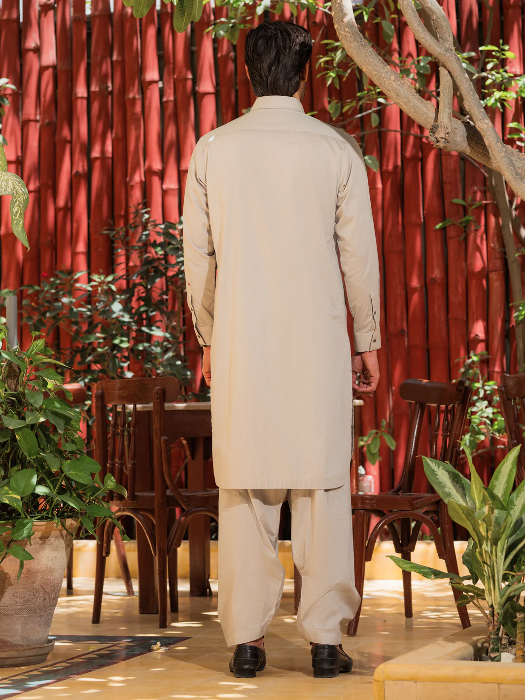 Ash Grey Cotton Kameez Shalwar - ALWA-KS-546 - Image 2