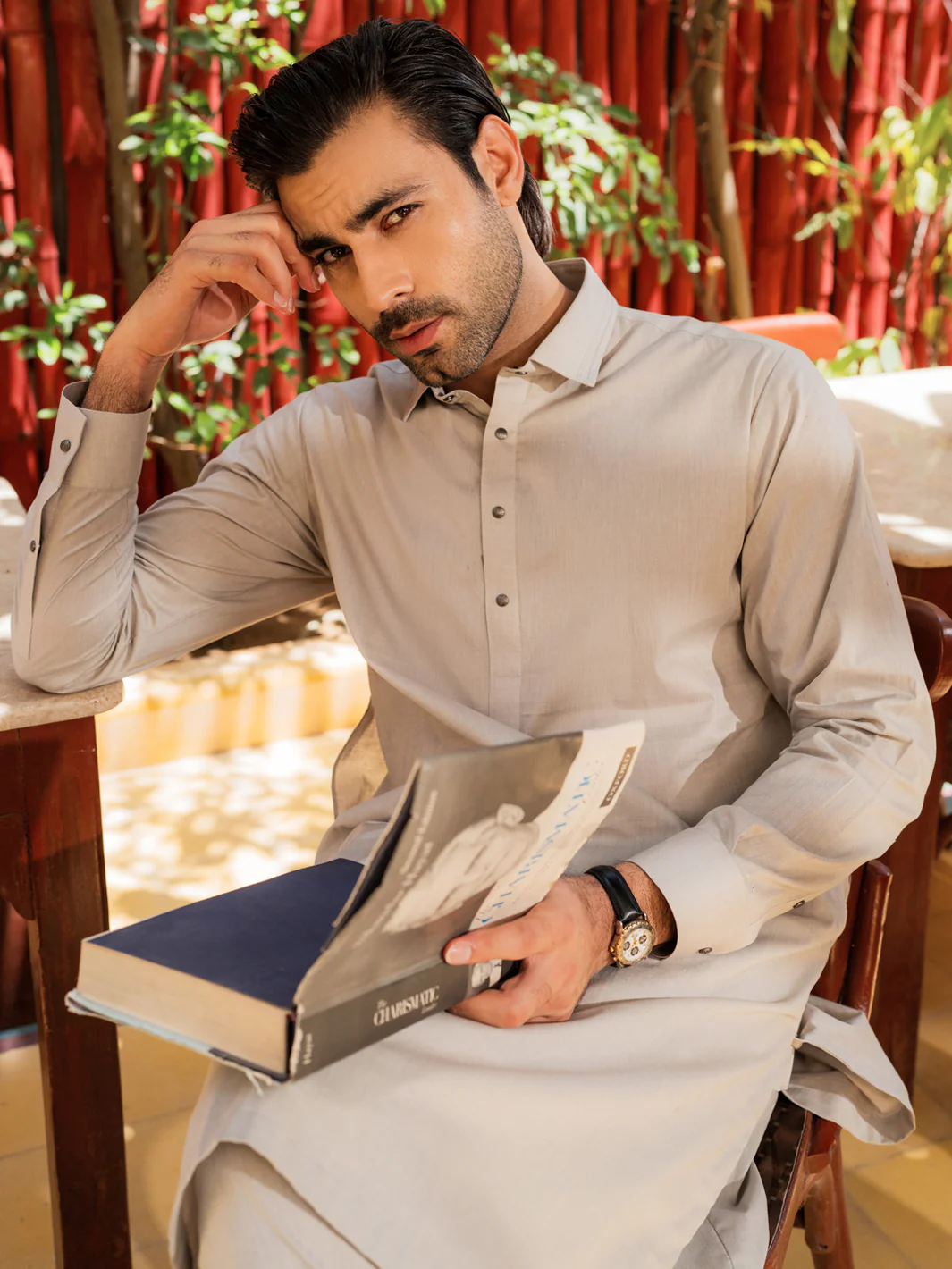 Ash Grey Cotton Kameez Shalwar - ALWA-KS-546 - Image 3