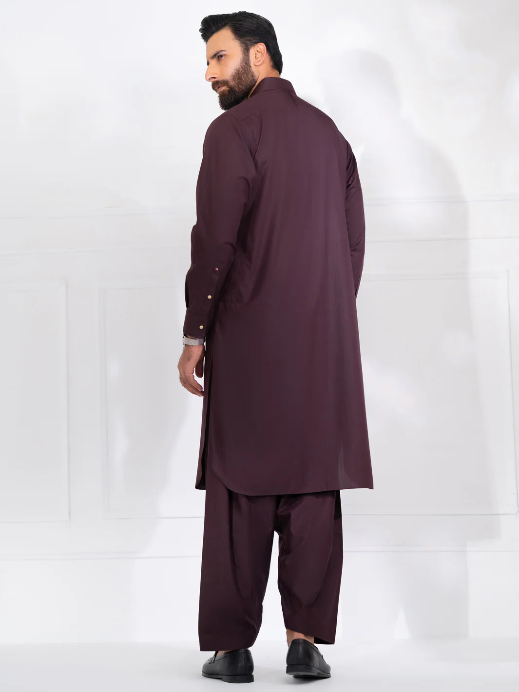 Burgundy Blended Kameez Shalwar - ALWA-KS-557 - Image 4